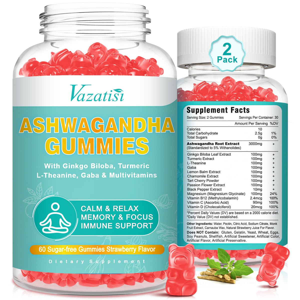 Vazatisi Ashwagandha Gummies 14-in-1 Formula front view