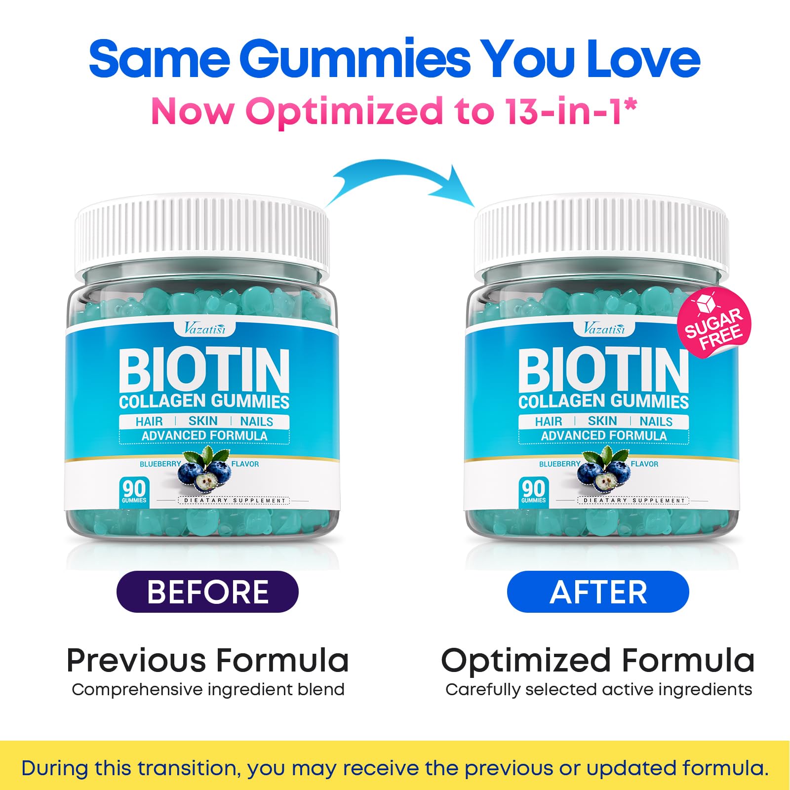Vazatisi Biotin Gummies 15,000 mcg side view of jar