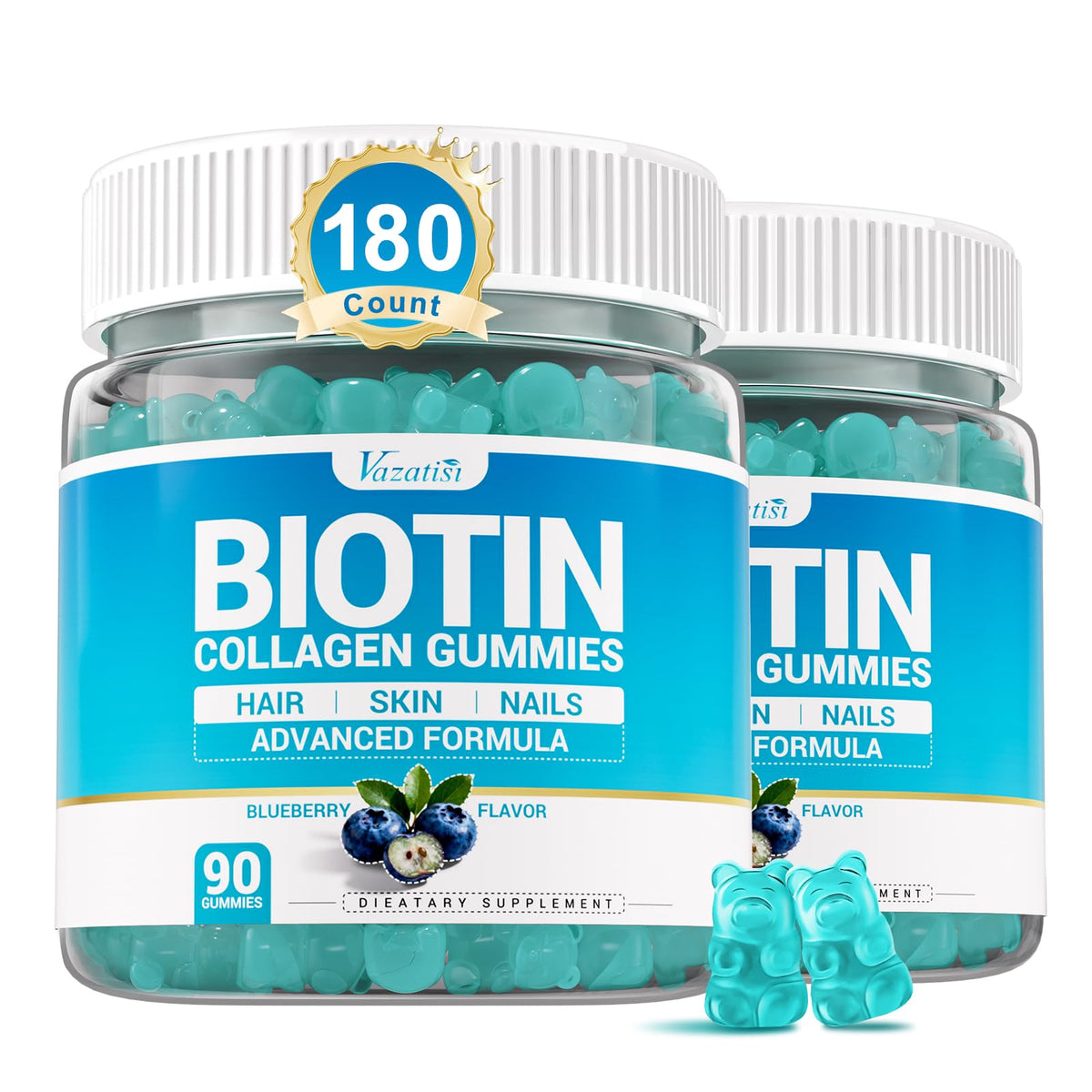 Vazatisi Biotin Gummies 180 count front view