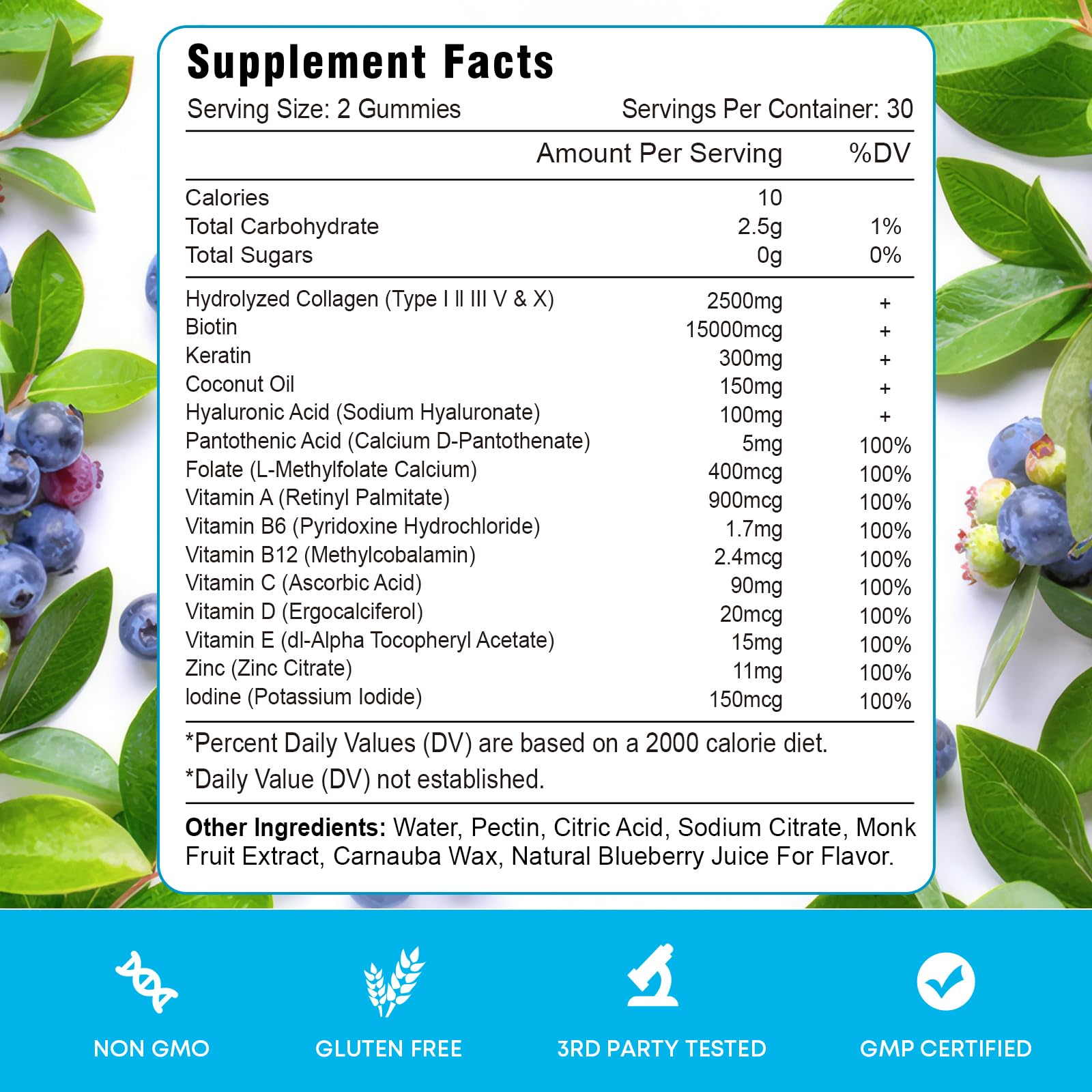 Vazatisi Biotin Gummies packaging side view