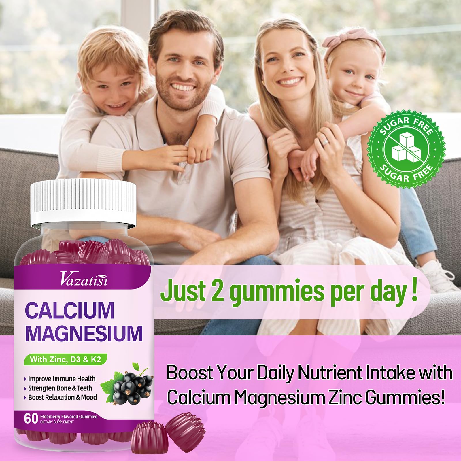 Vazatisi Calcium Gummies bottle side view
