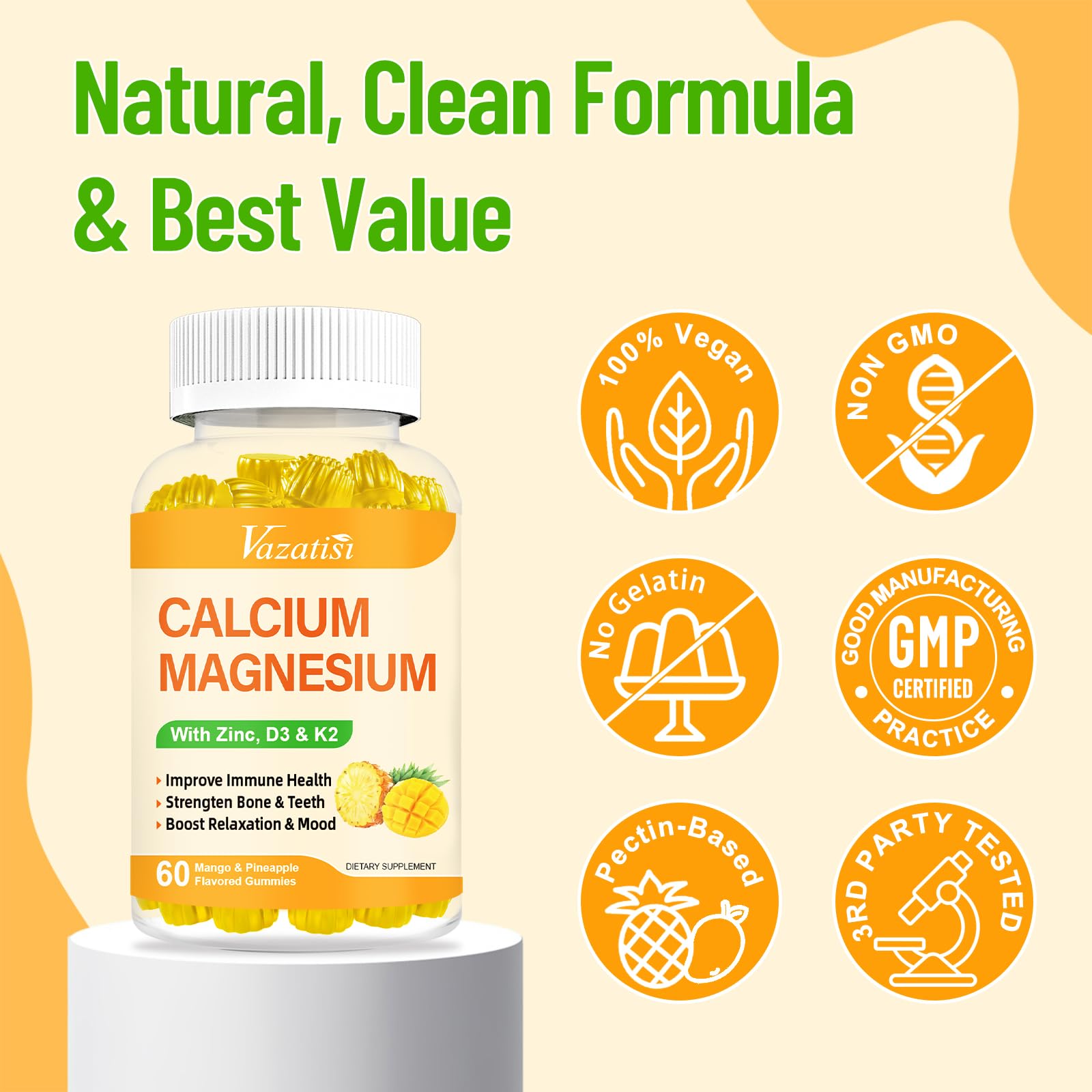 Vazatisi Calcium Gummies displayed with other supplements