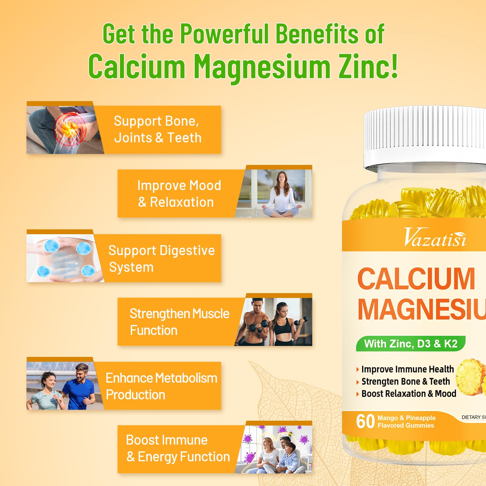 Vazatisi Calcium Gummies on a wooden table