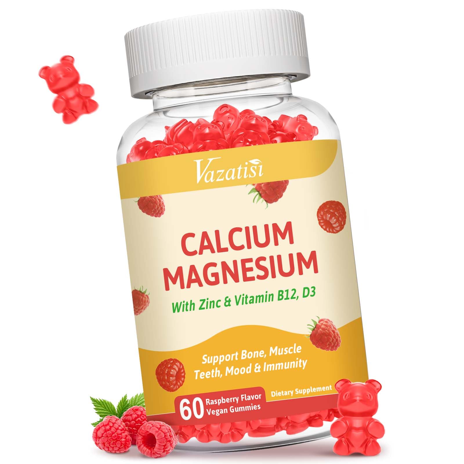 Vazatisi Calcium Magnesium Zinc Gummies bottle front view