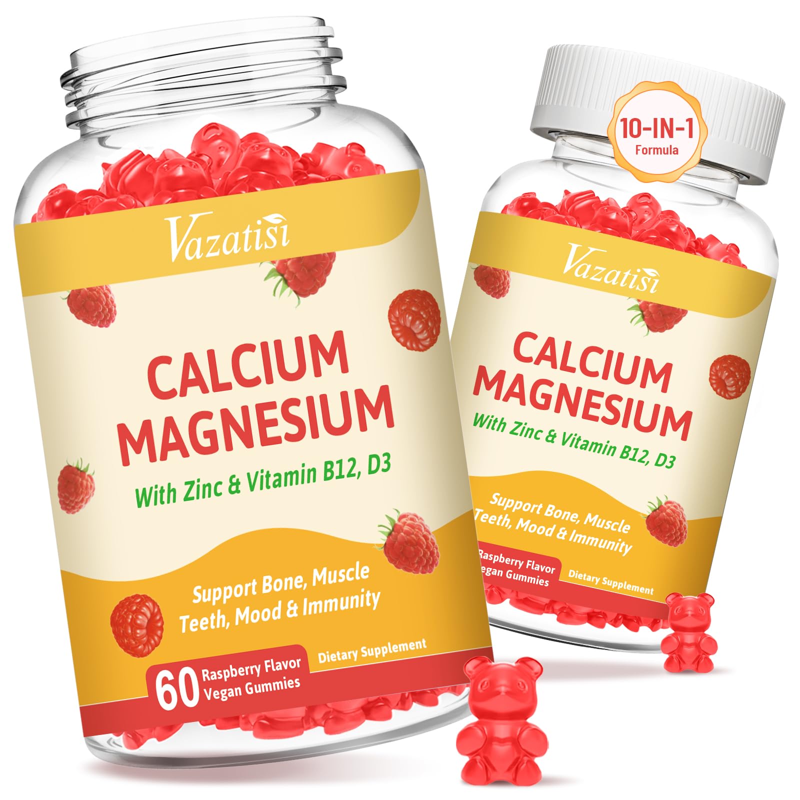 Vazatisi Calcium Magnesium Zinc Gummies bottle front view