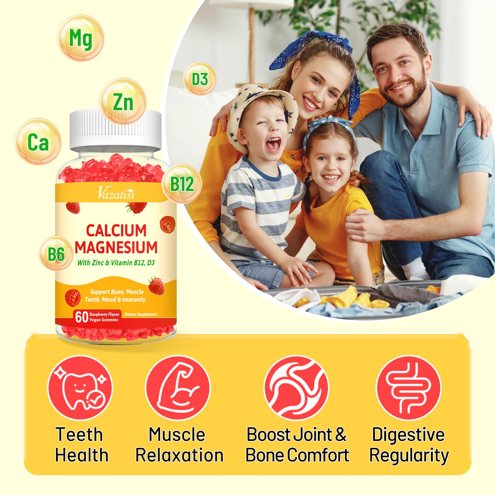 Vazatisi Calcium Magnesium Zinc Gummies serving size