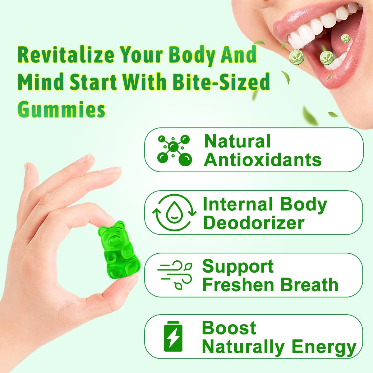 Vazatisi Chlorophyll Gummies nutritional information on the back