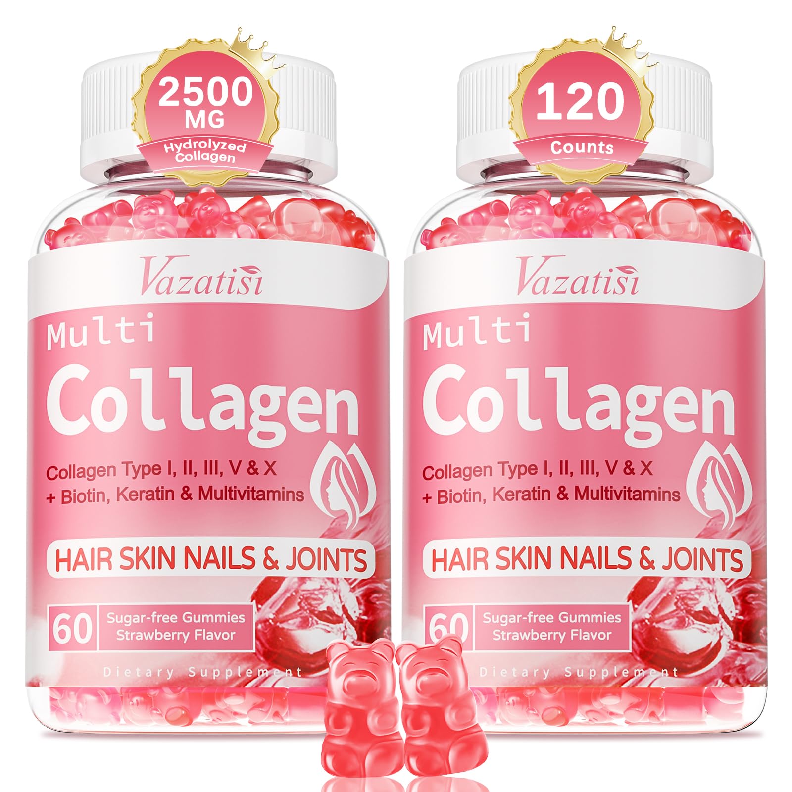 Vazatisi Collagen Gummies 300g front view with strawberry flavour