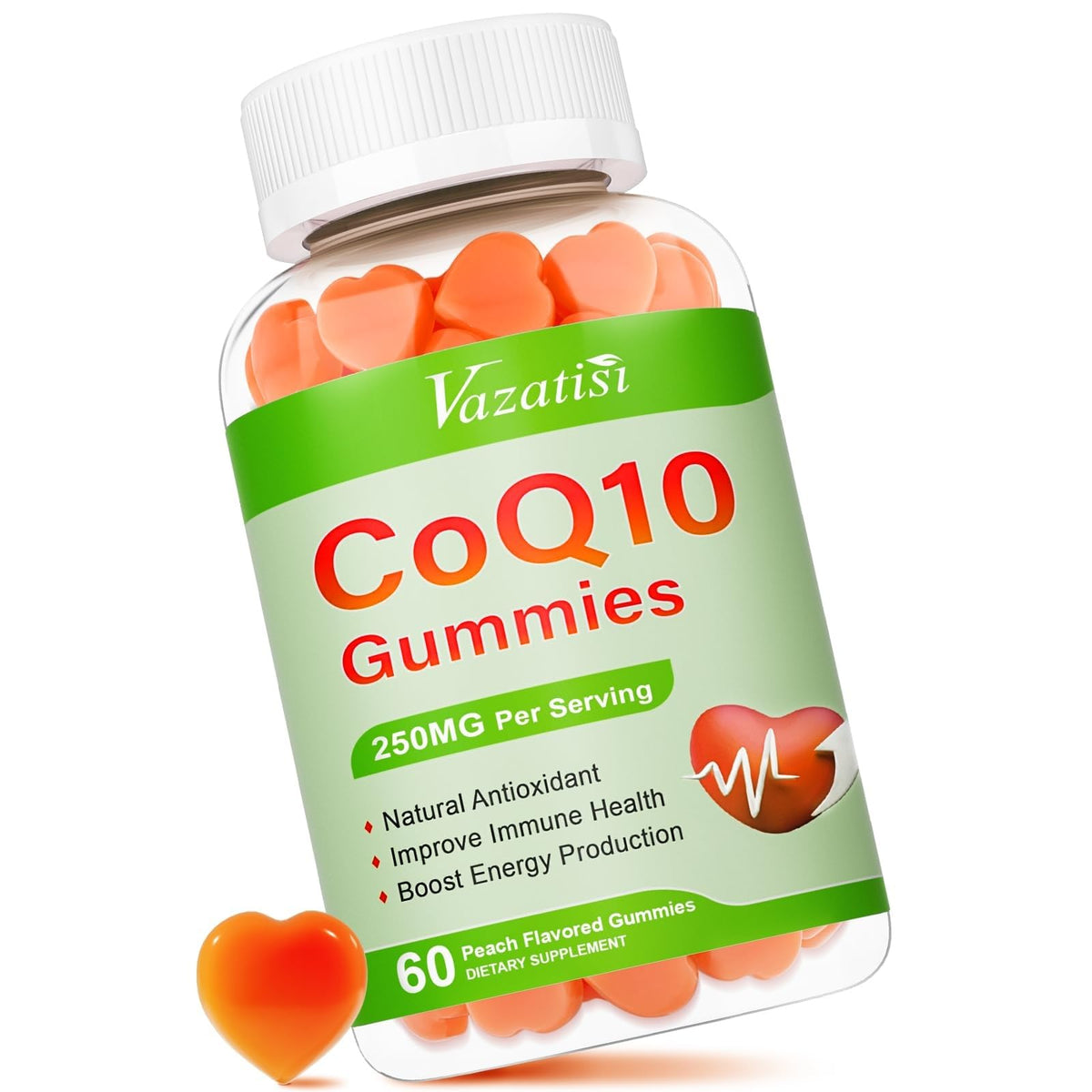 Vazatisi CoQ10 Gummies 60 count front view