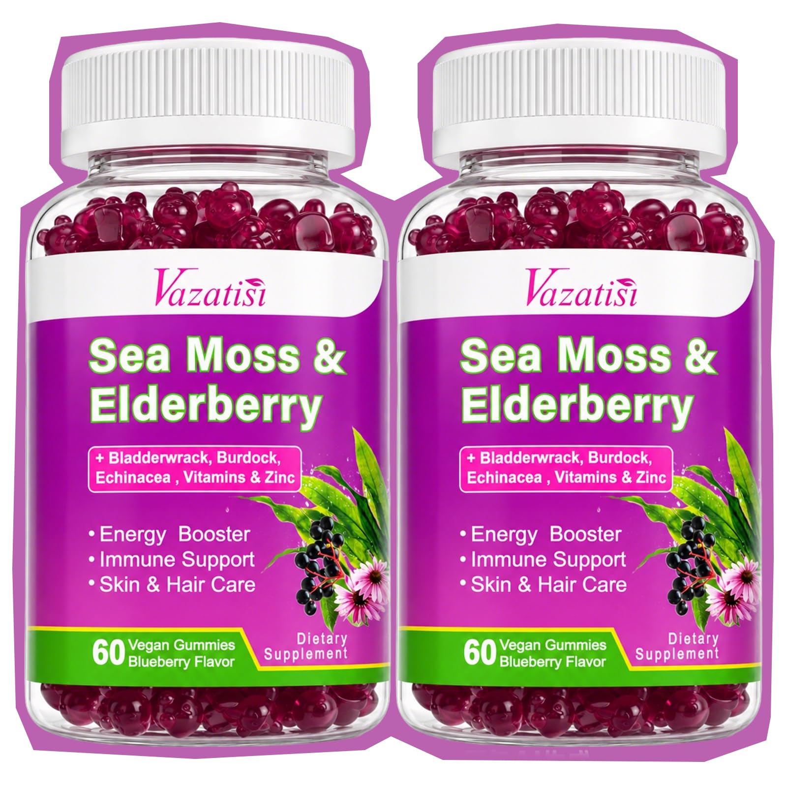 Vazatisi Elderberry Gummies front view with packaging