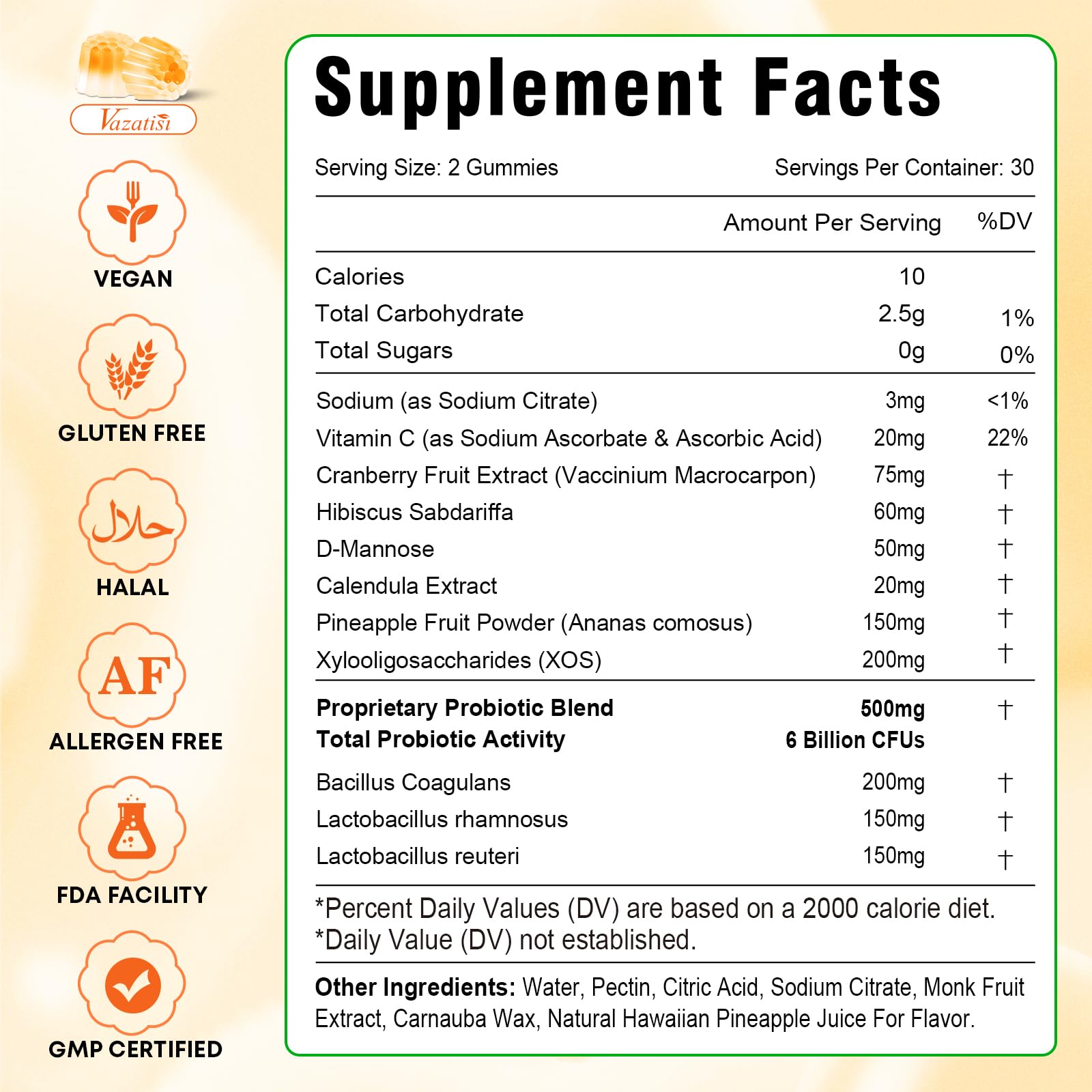 Vazatisi Feminine Balance Gummies 300g on a kitchen counter