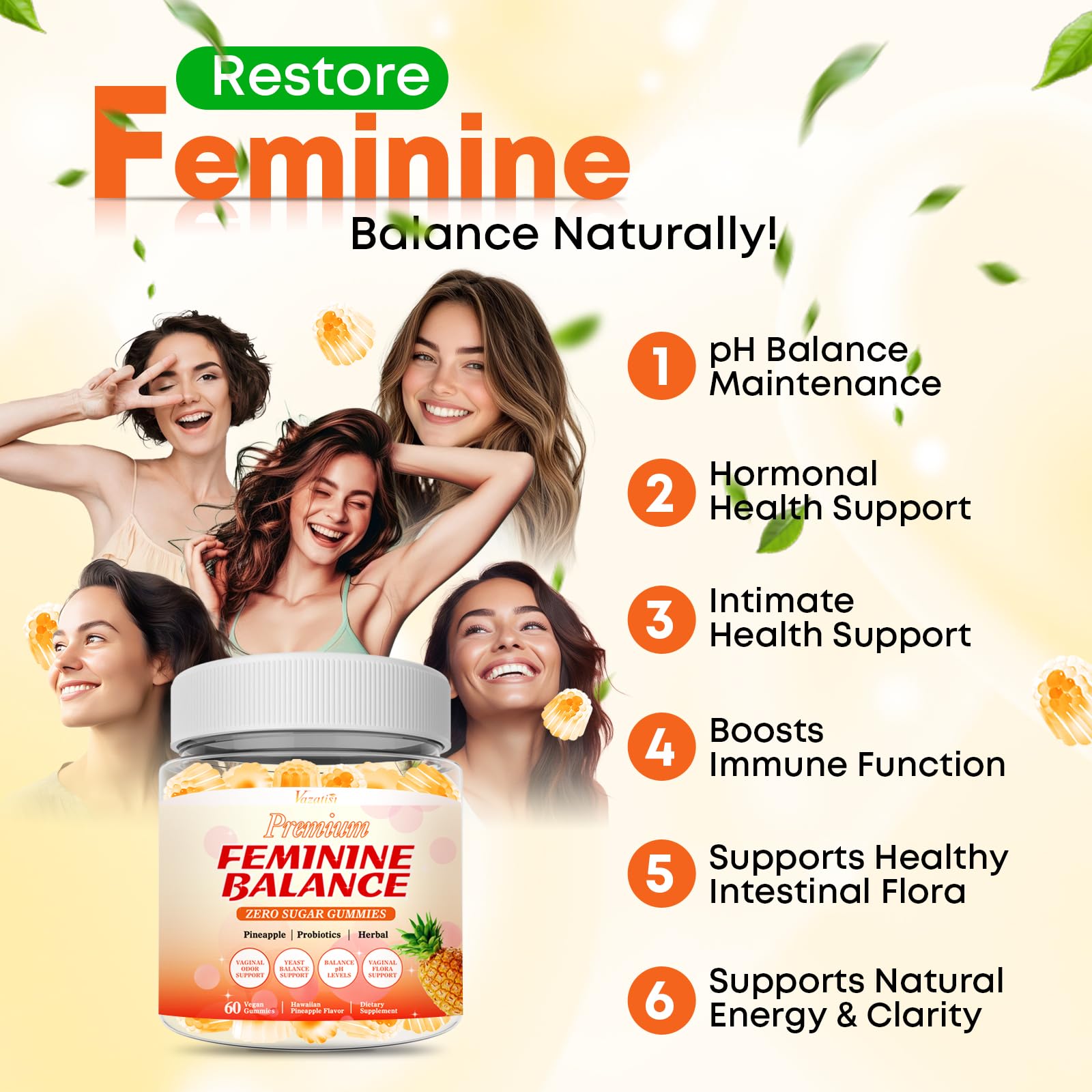 Vazatisi Feminine Balance Gummies 300g opened with gummies visible