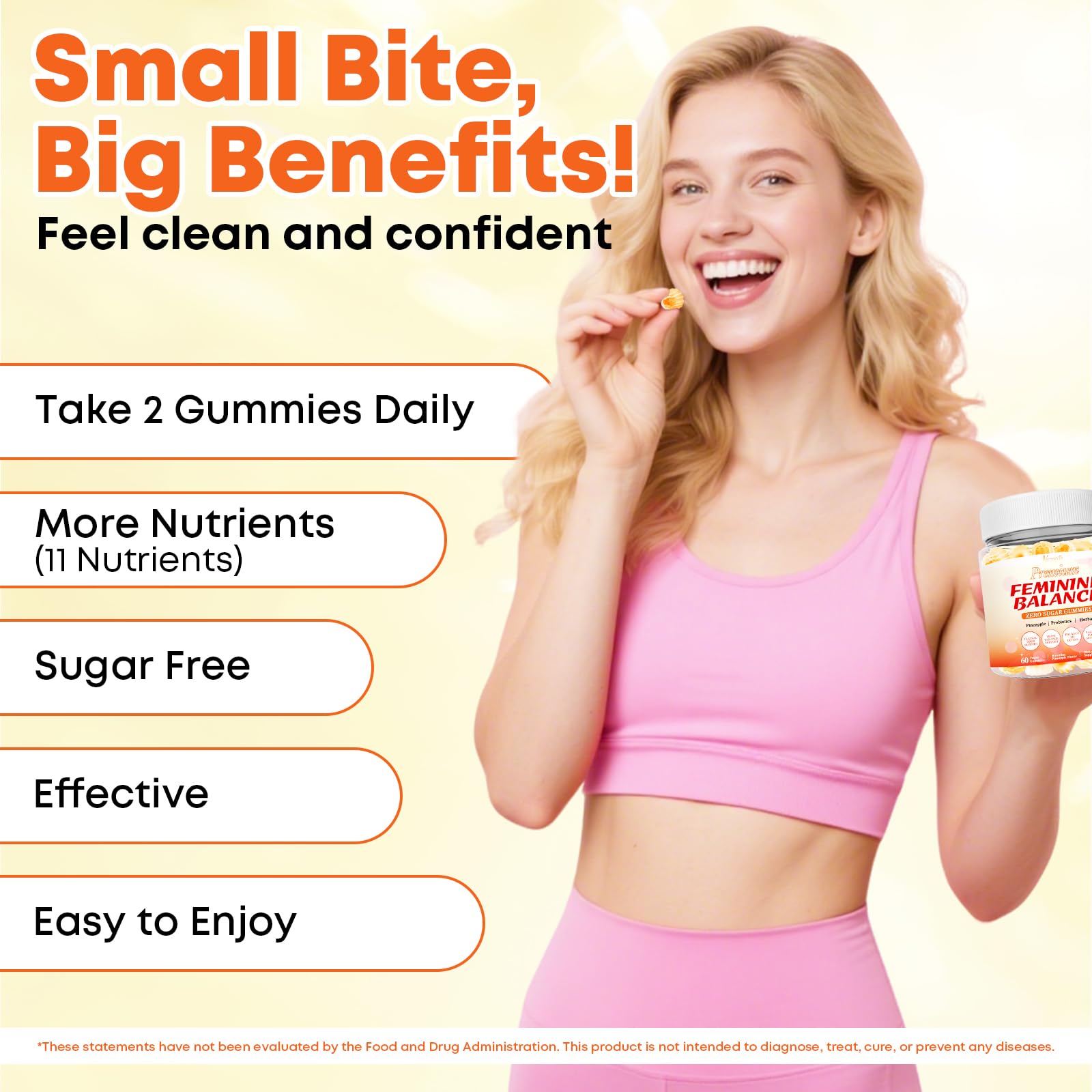 Vazatisi Feminine Balance Gummies 300g with a hand holding a gummy