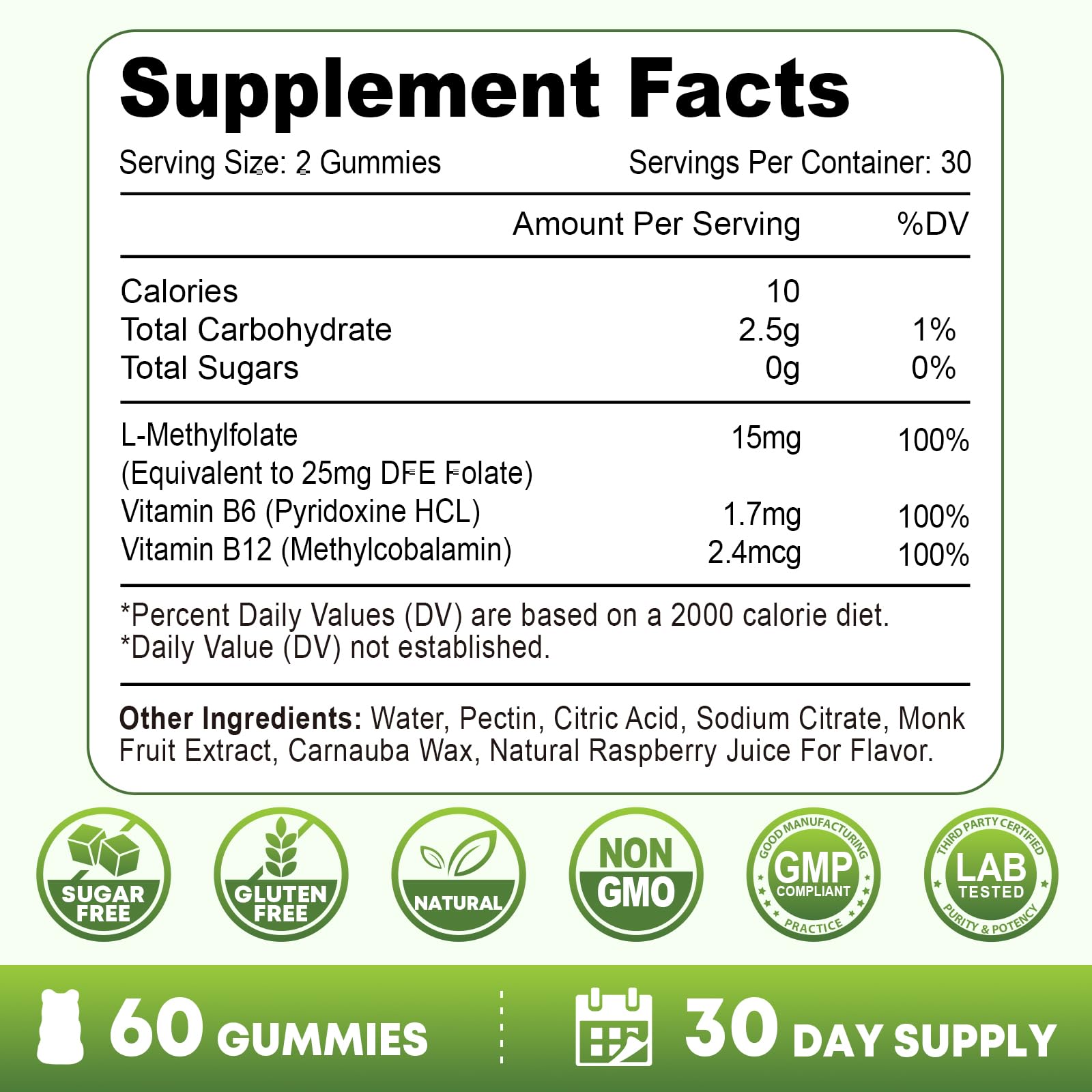 Vazatisi L-Methylfolate Gummies ingredients list