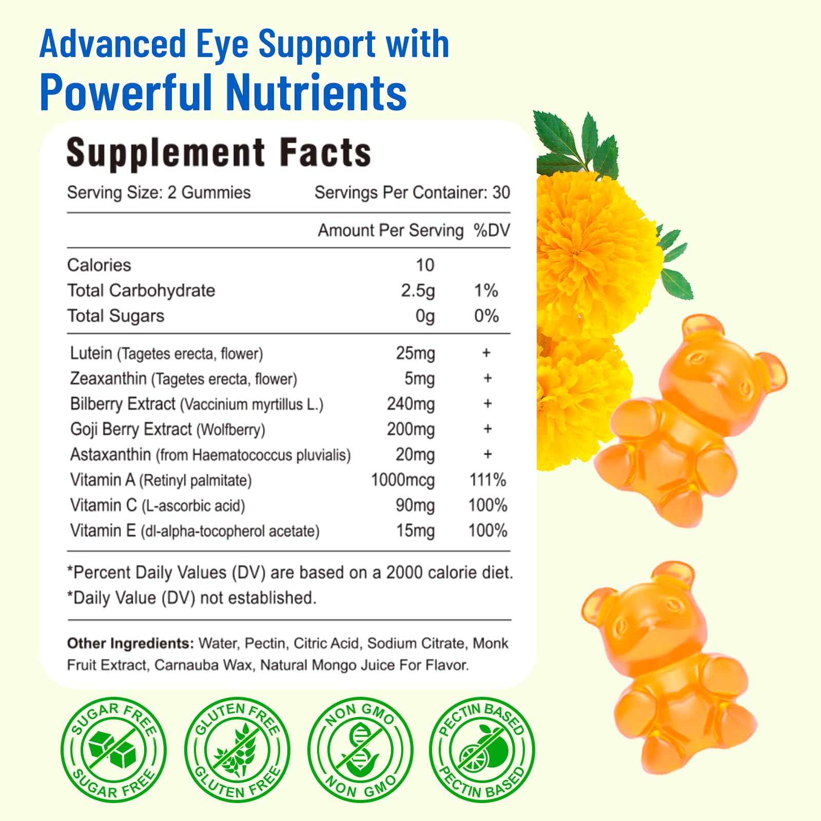 Vazatisi Lutein Gummies mango flavour close-up