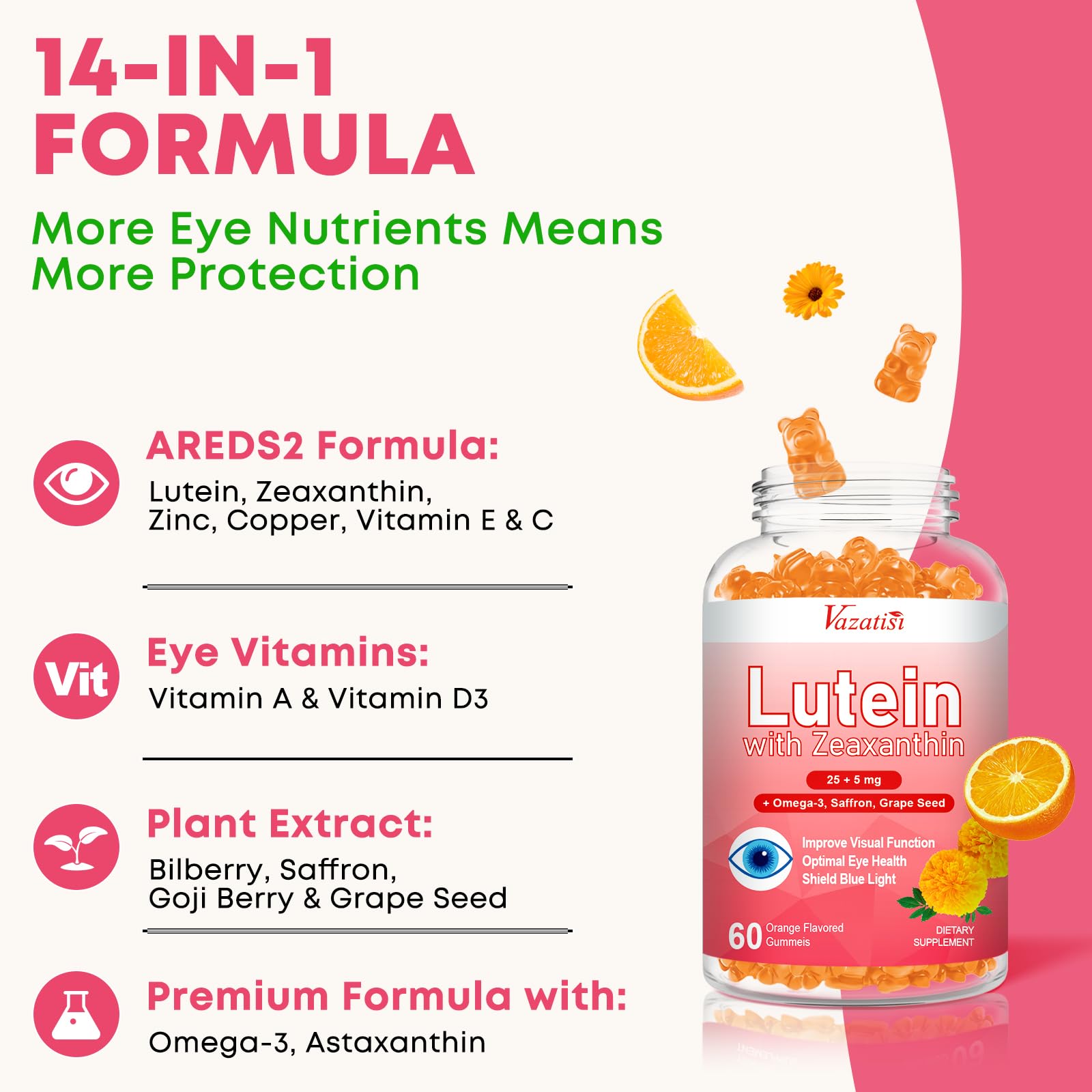 Vazatisi Lutein Gummies packaging side view