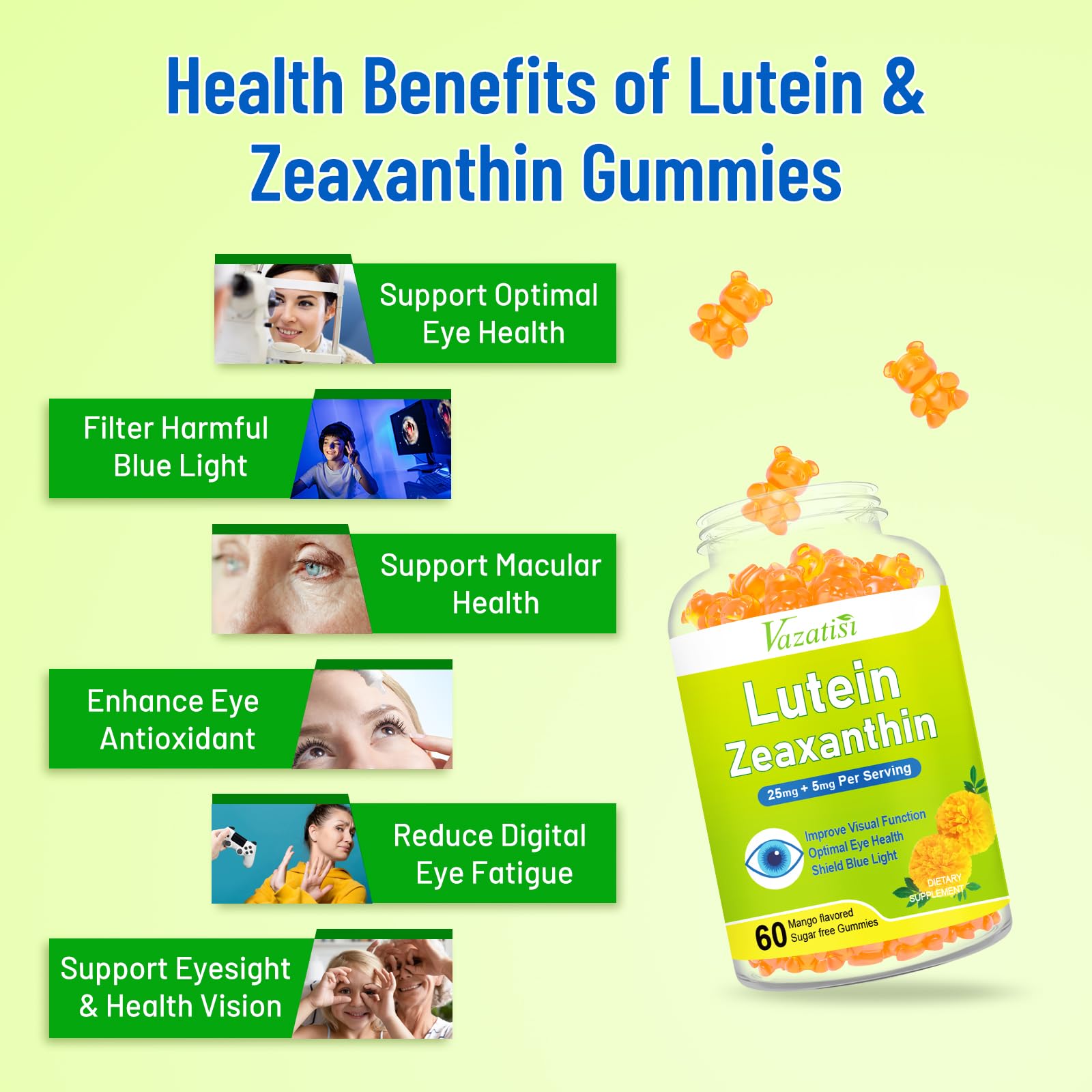 Vazatisi Lutein Gummies showing individual gummy