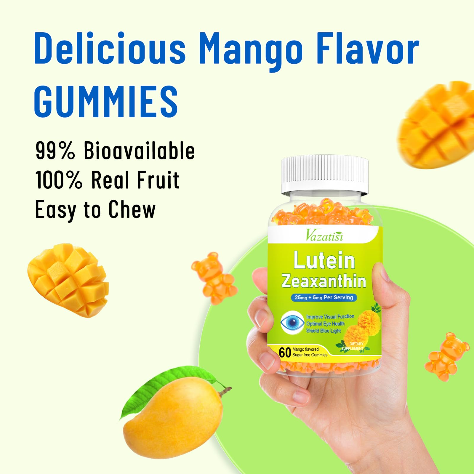 Vazatisi Lutein Gummies side view of bottle