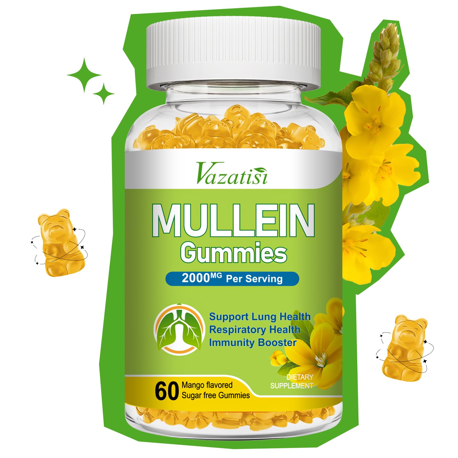 Vazatisi Mullein Gummies 60 count bottle front view