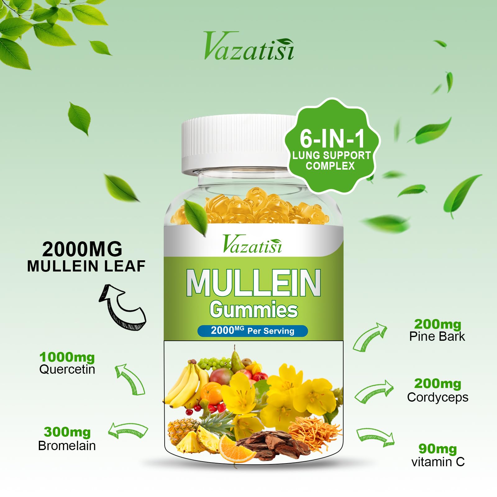 Vazatisi Mullein Gummies mango flavour close-up