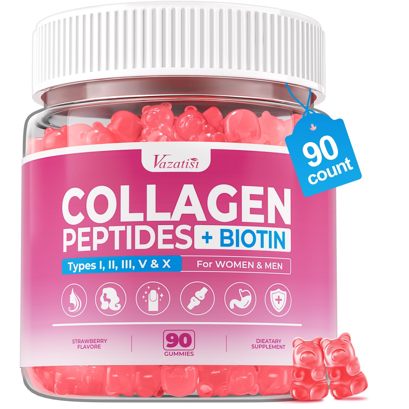 Vazatisi Multi-Collagen Gummies front view with packaging