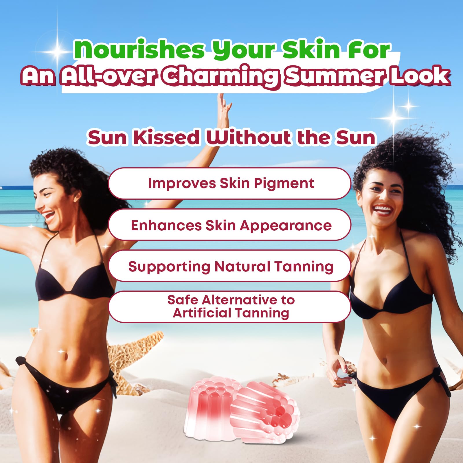 Vazatisi Tanning Gummies in a lifestyle setting