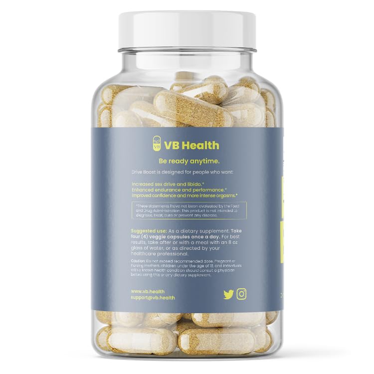 VB Health Drive support Ginseng Supplement with ingredients display