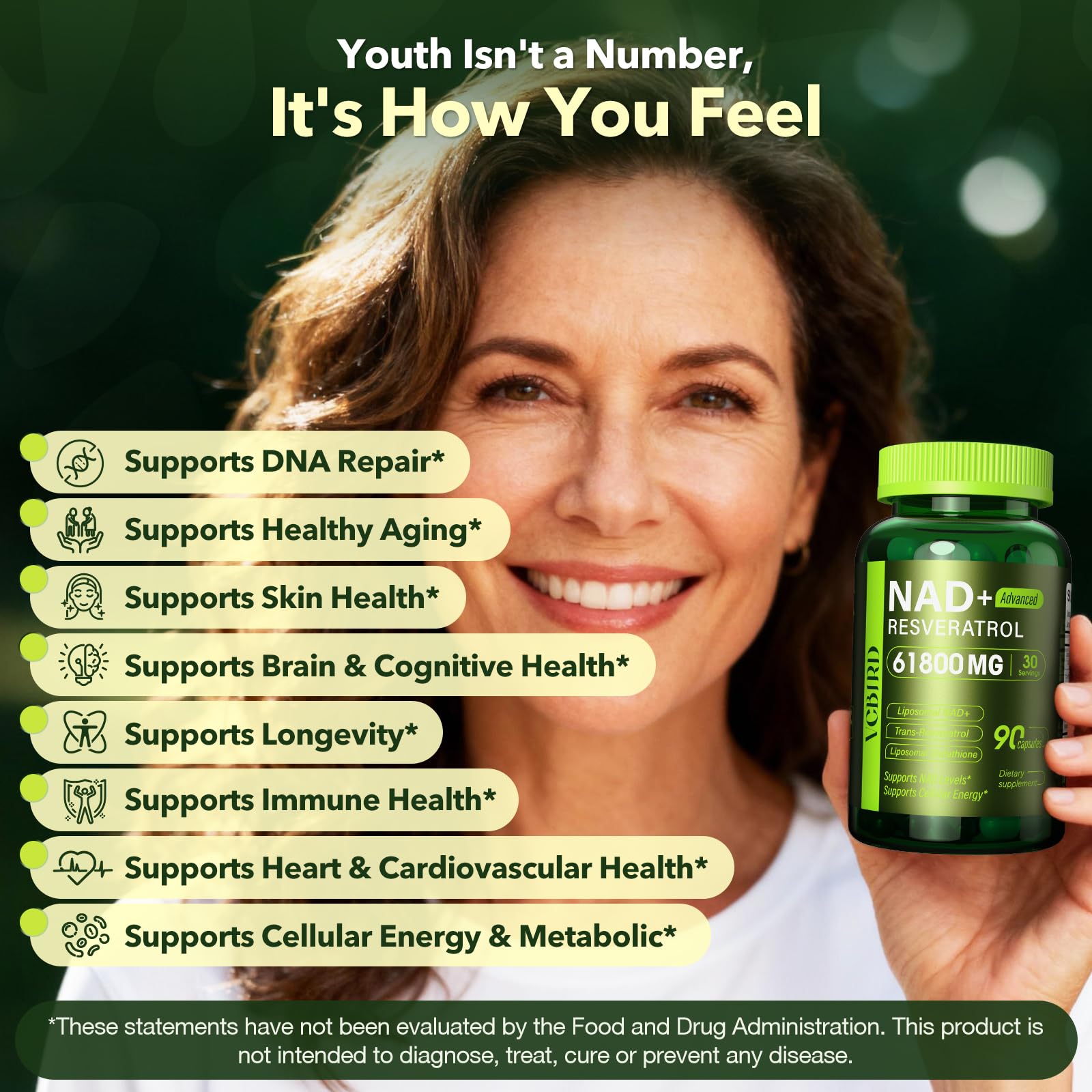 VCBIRD Liposomal NAD+ Supplement 1200mg lifestyle scene