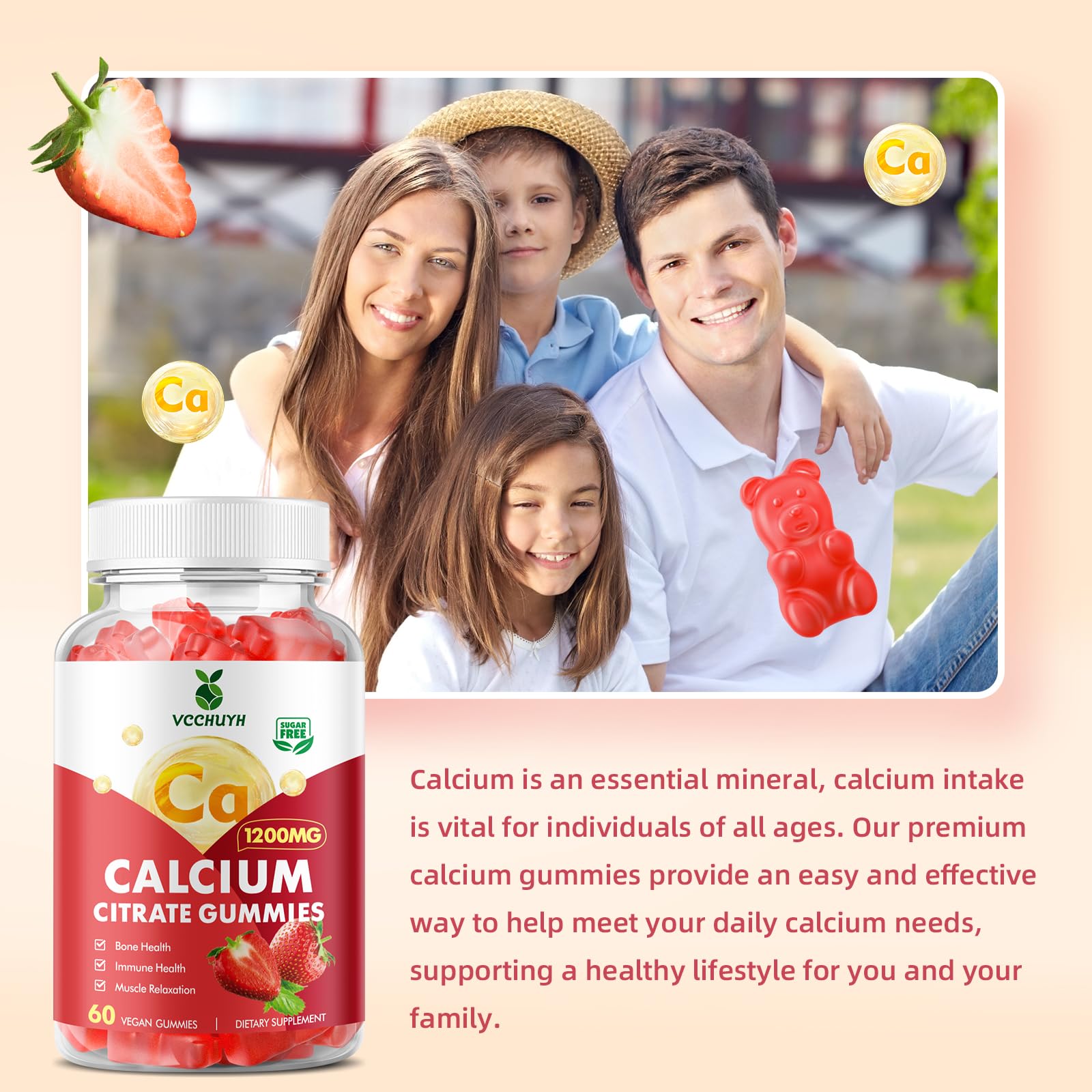 VCCHUYH Calcium Citrate Gummies 1200mg ingredients list