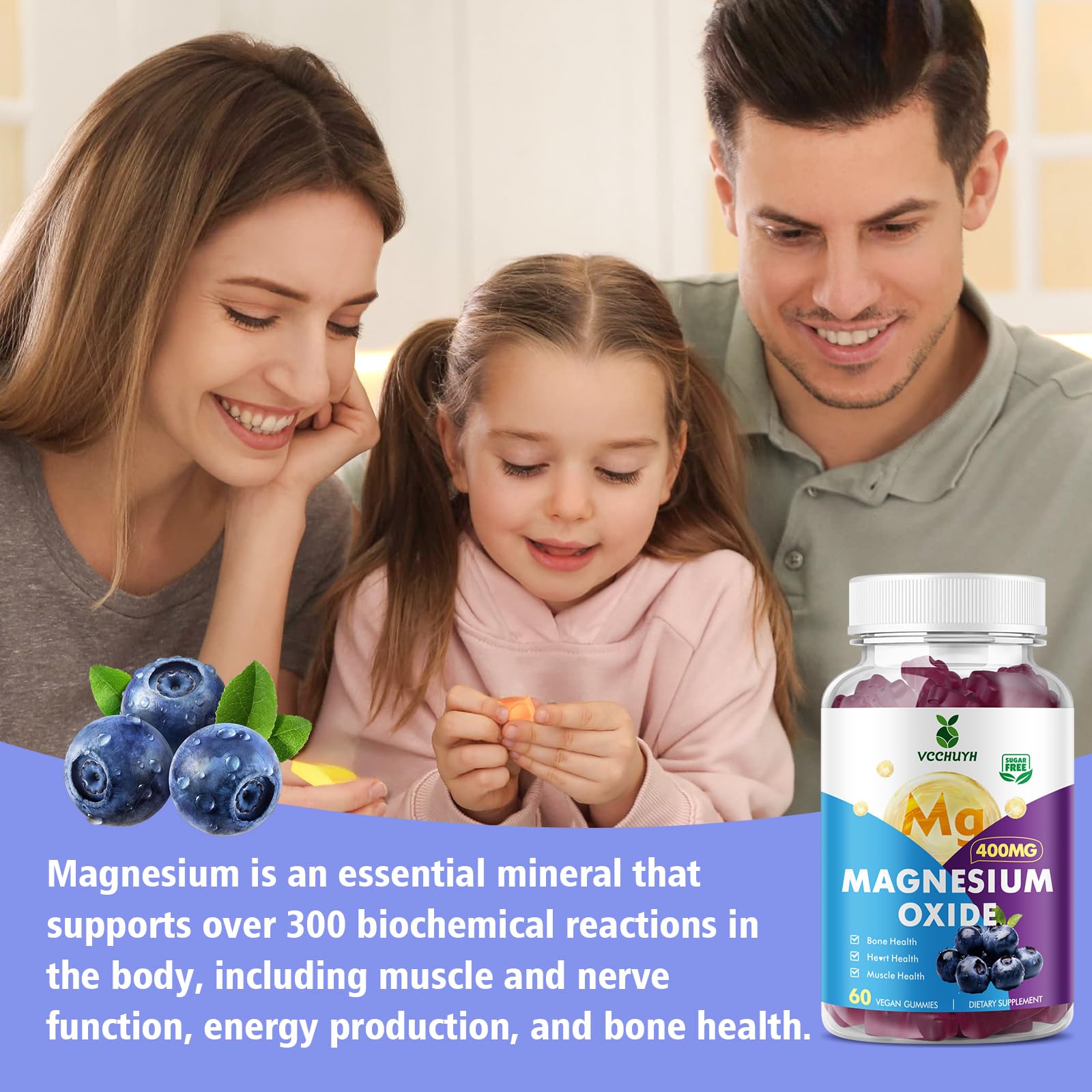 VCCHUYH Magnesium Oxide Gummies 400mg in a bowl