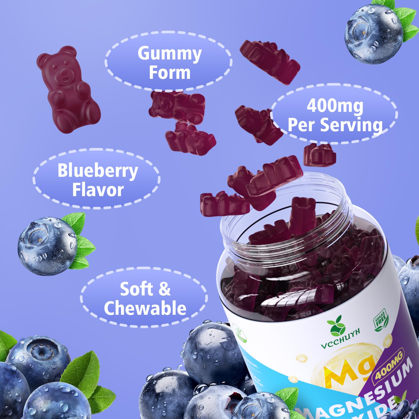 VCCHUYH Magnesium Oxide Gummies 400mg lifestyle scene