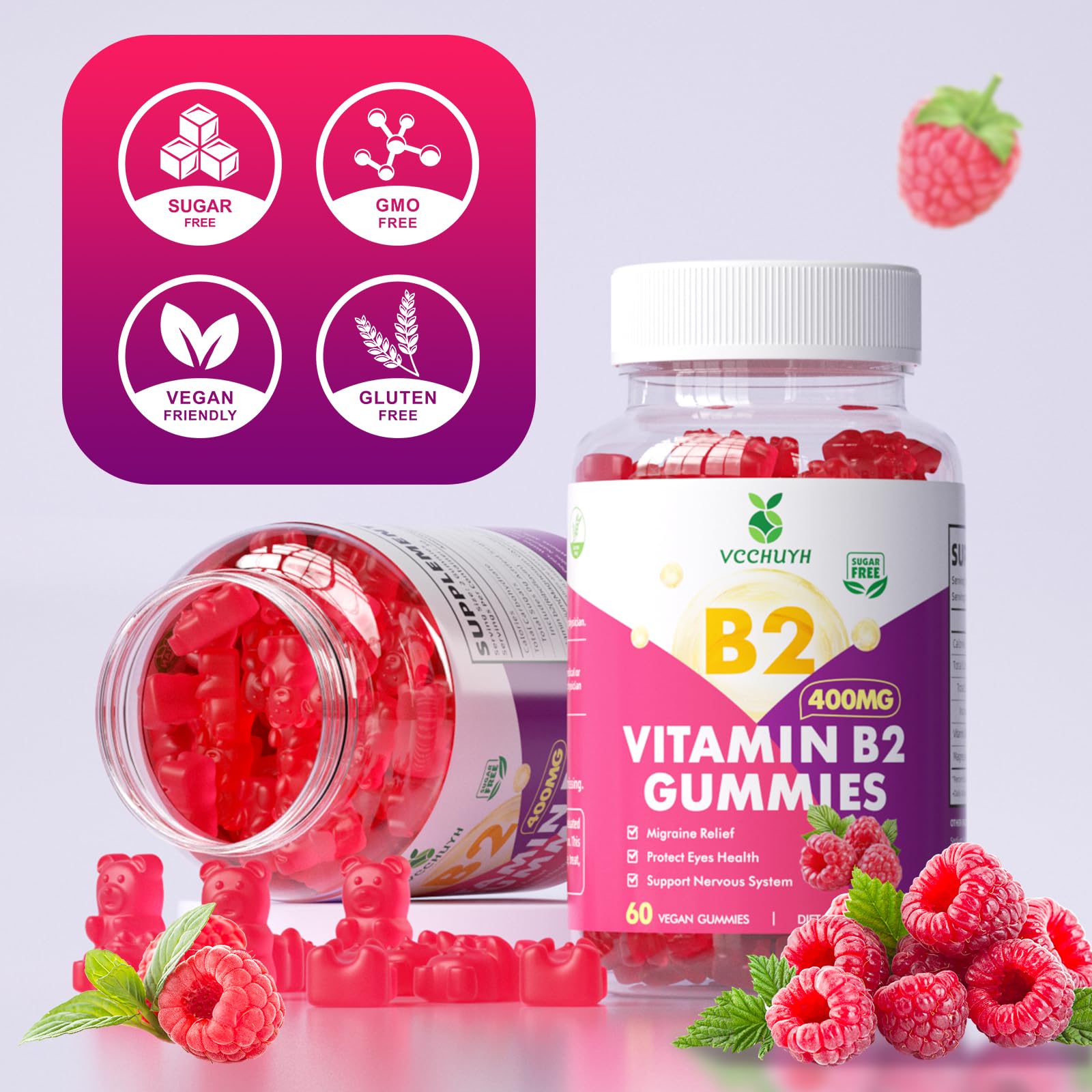 VCCHUYH Vitamin B2 400mg Gummies ingredients list