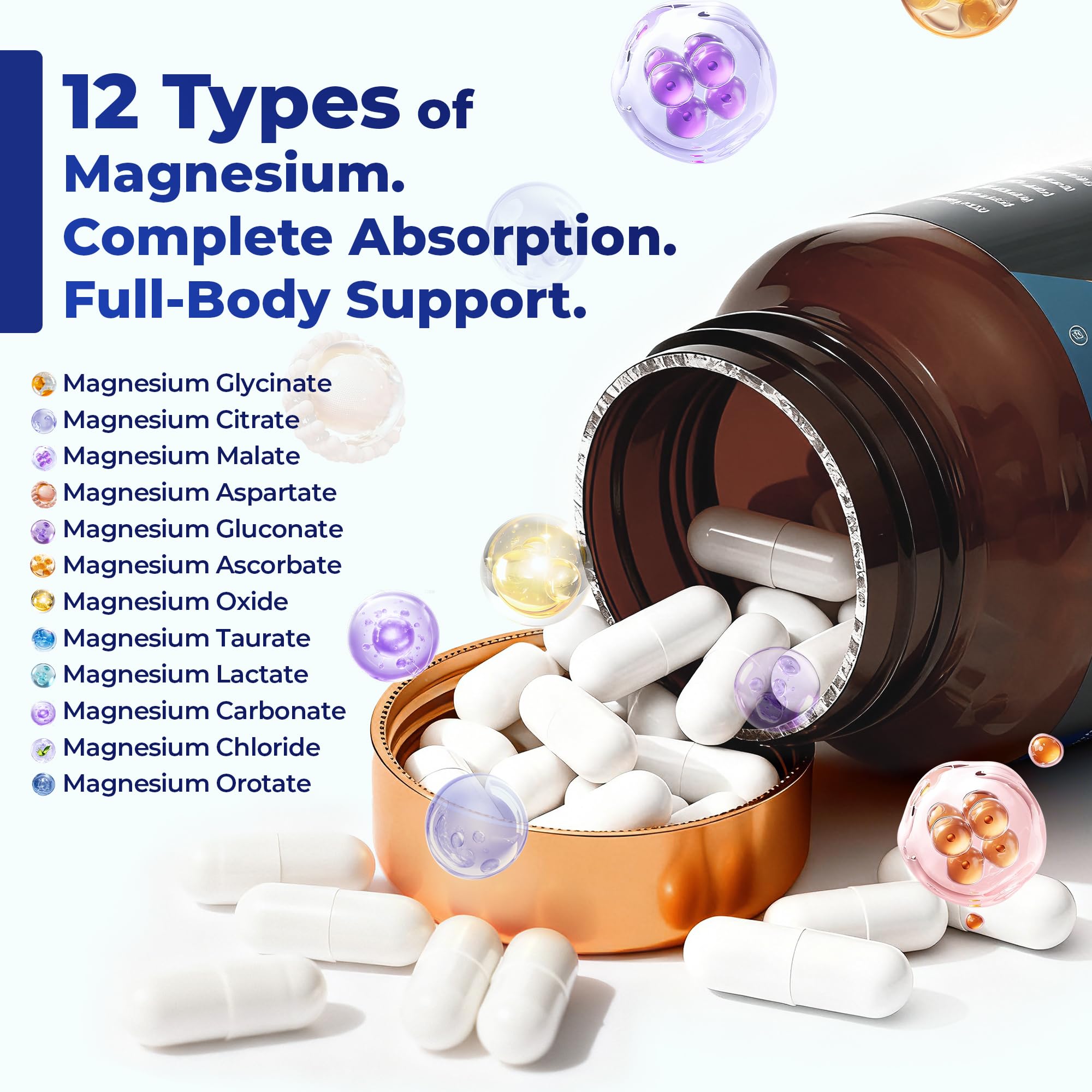 Vccvaa Magnesium Complex 700mg capsules on a wooden table