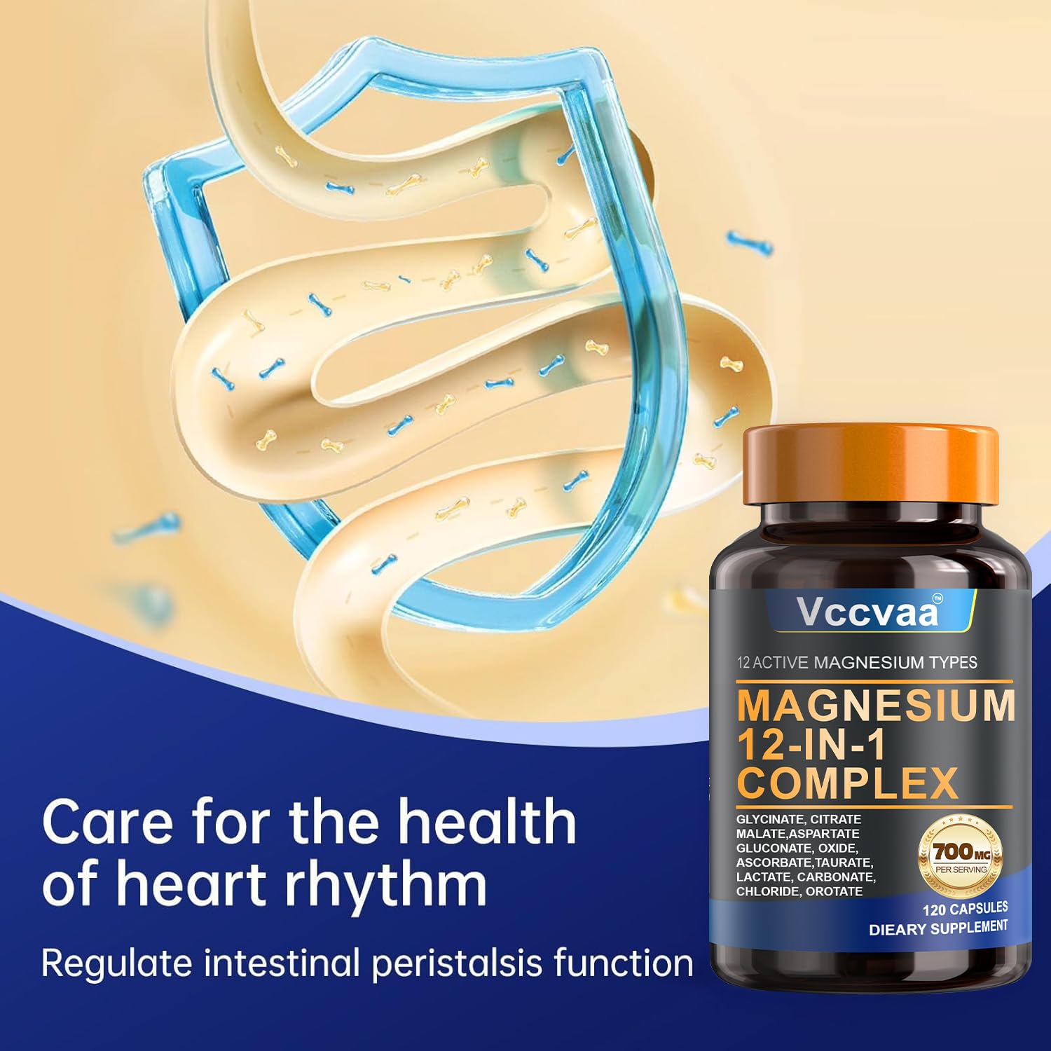 Vccvaa Magnesium Complex 700mg capsules with measuring spoon