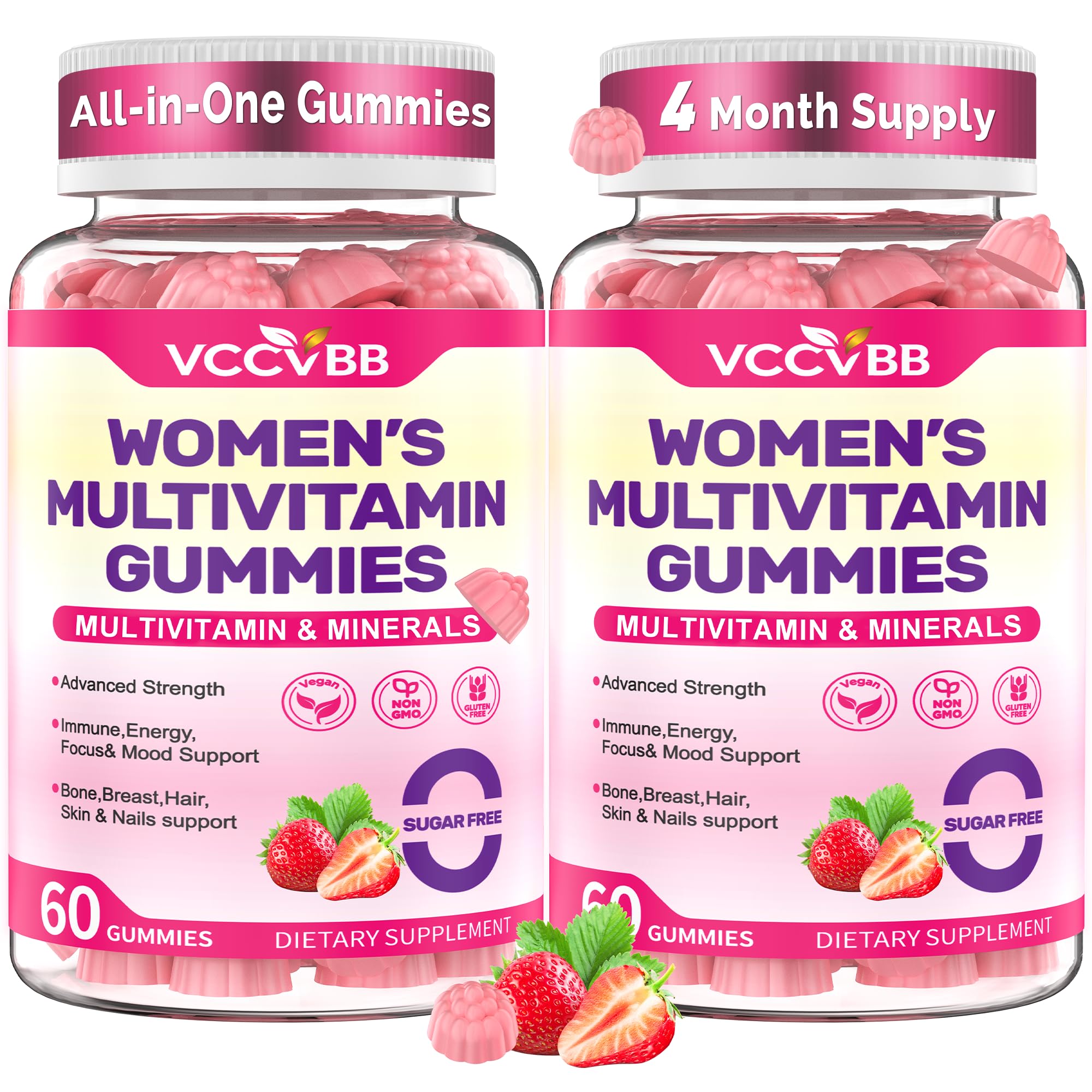 VCCVBB Multivitamin Gummies for Women front view with packaging
