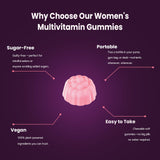 VCCVBB Multivitamin Gummies for Women with a handful of gummies