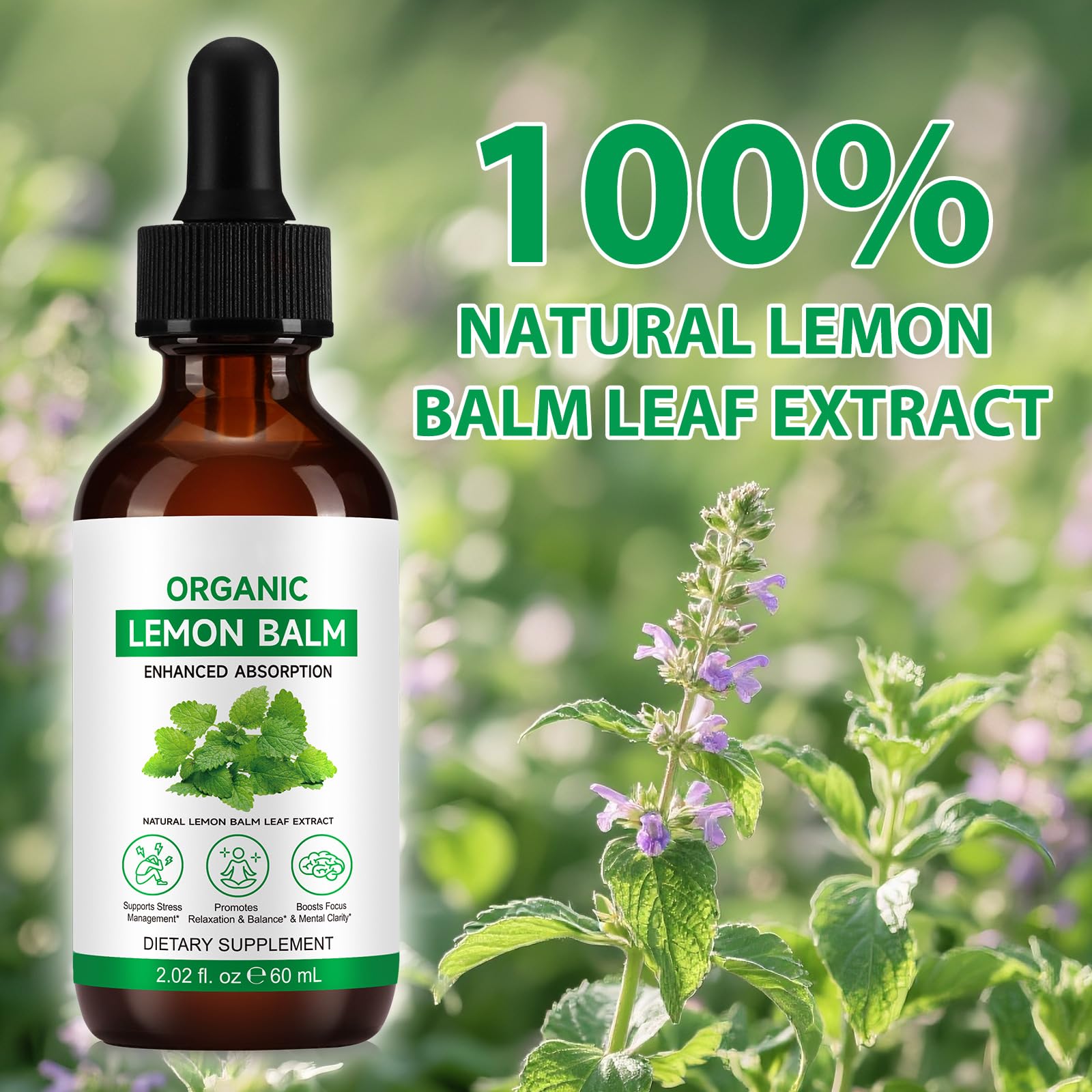Vceeoy Lemon Balm Extract on a wooden table