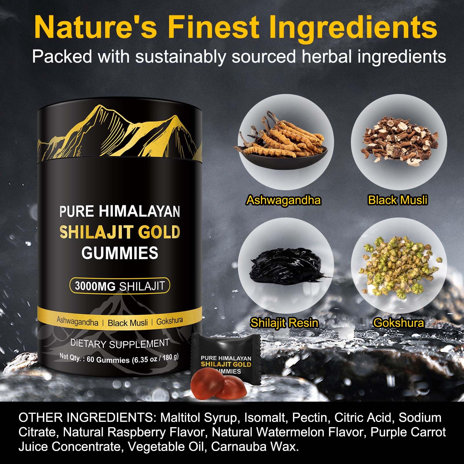 Vceeoy Shilajit Gummies lifestyle scene with a glass of water