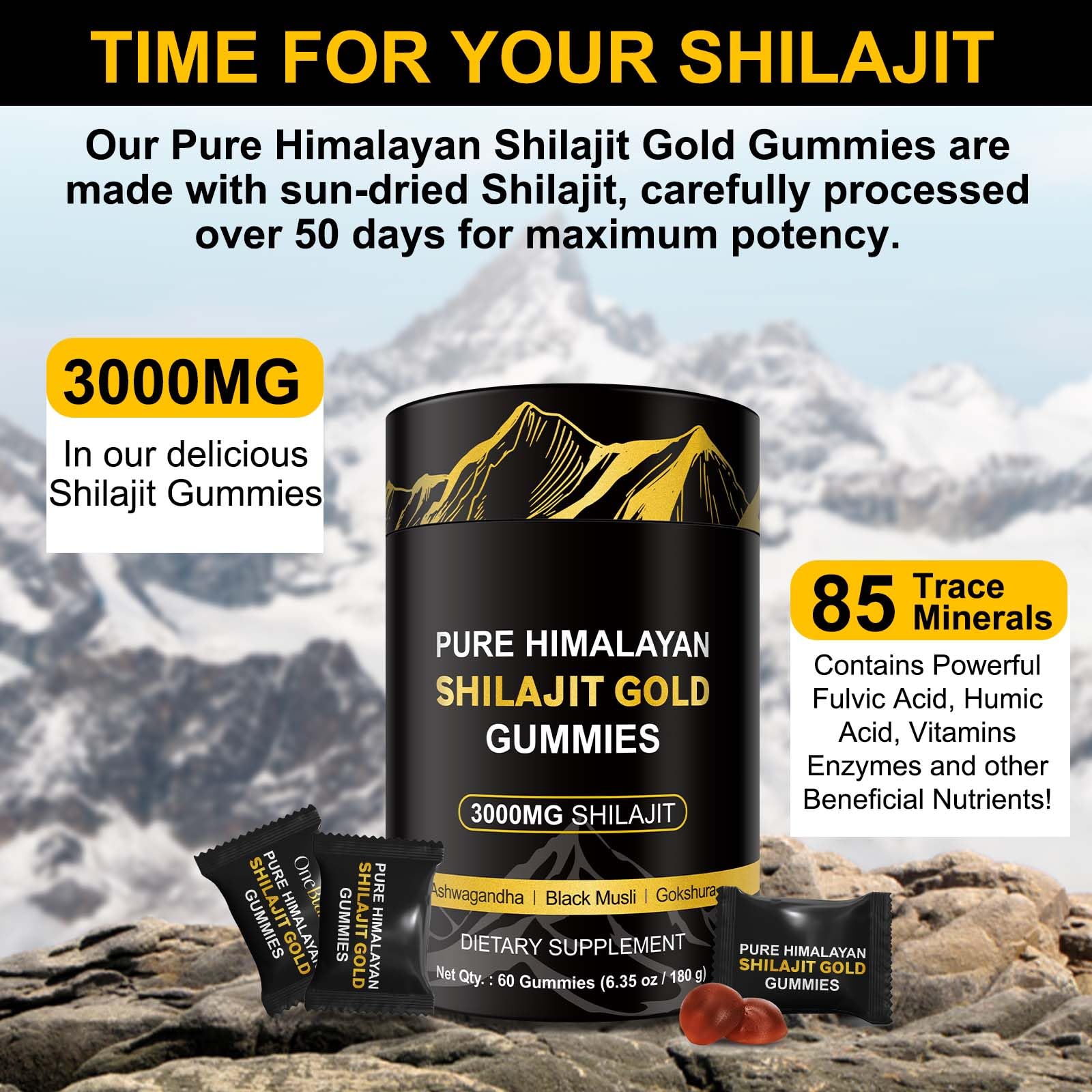 Vceeoy Shilajit Gummies showing the texture of the gummies