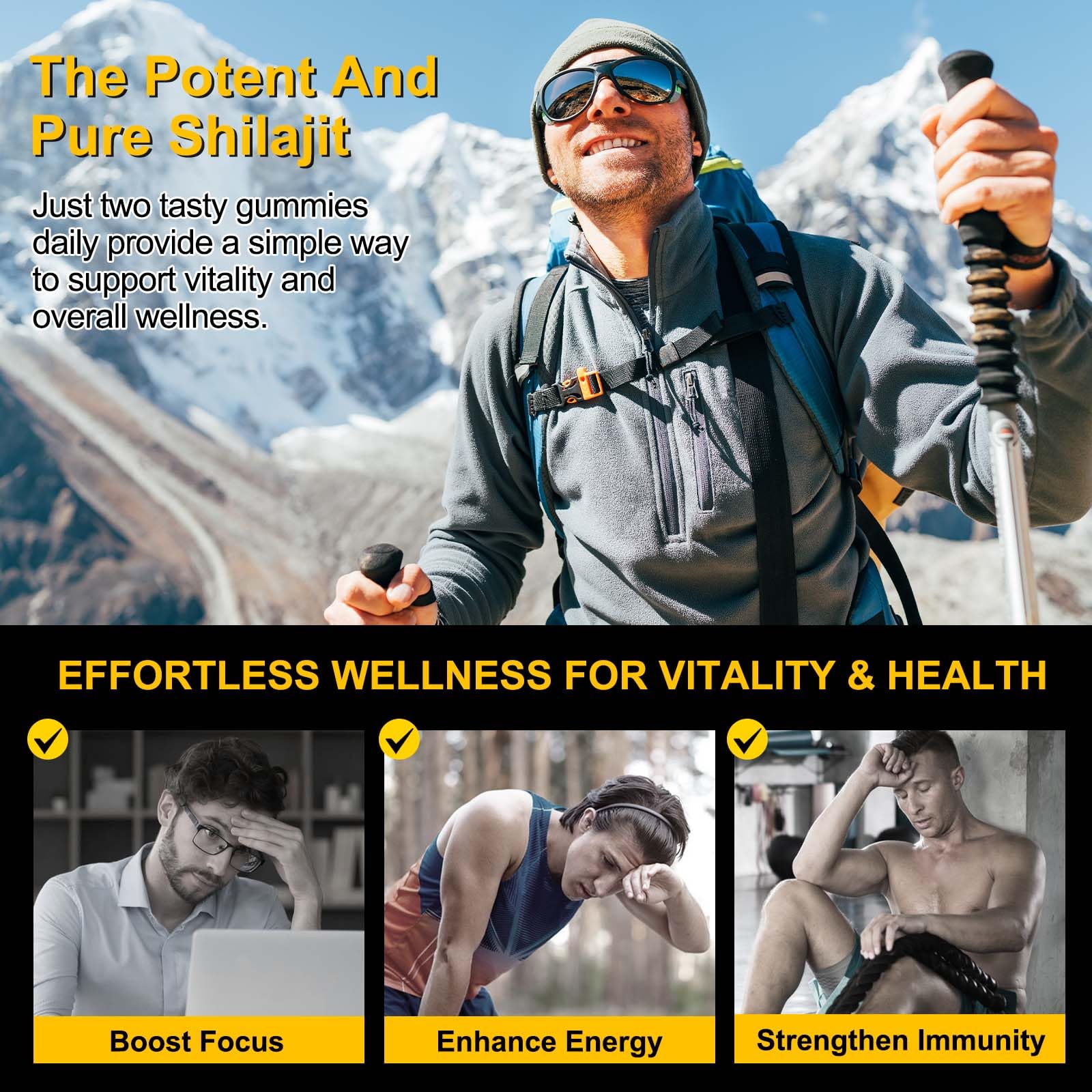 Vceeoy Shilajit Gummies with a travel bag