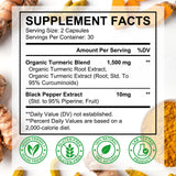 Vceeoy Turmeric Curcumin Capsules back view with ingredient list