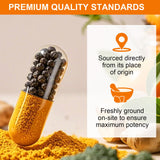 Vceeoy Turmeric Curcumin Capsules displayed with fresh turmeric