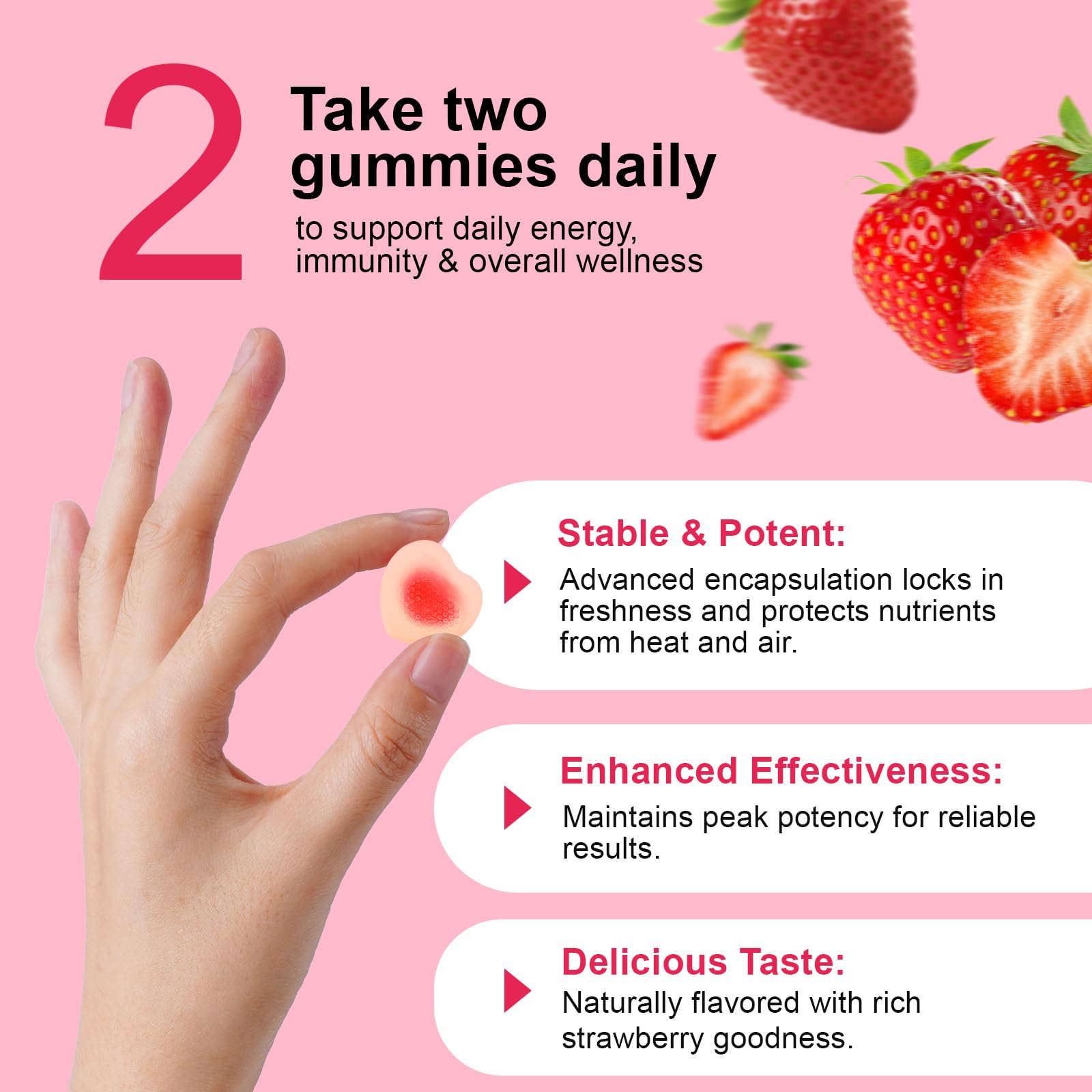 Vceeoy Women's Multivitamin Gummies side view with dosage details