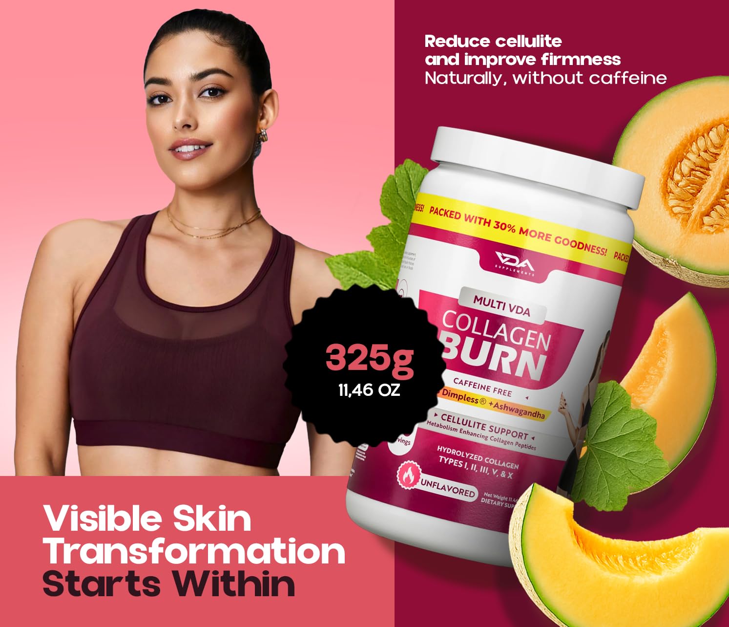 VDA Supplements collagen powder packaging side view