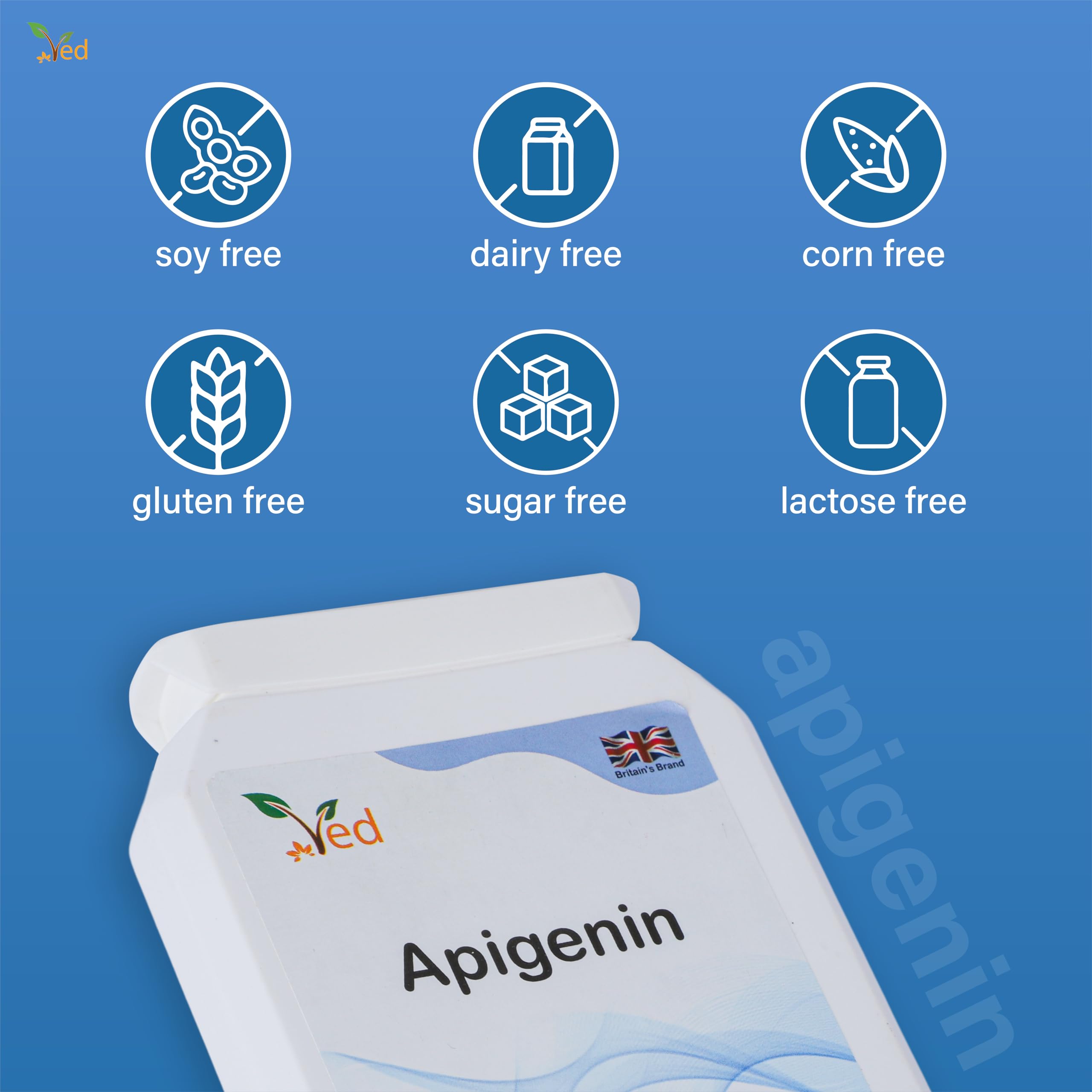 Ved Apigenin 50mg vegan capsules close-up