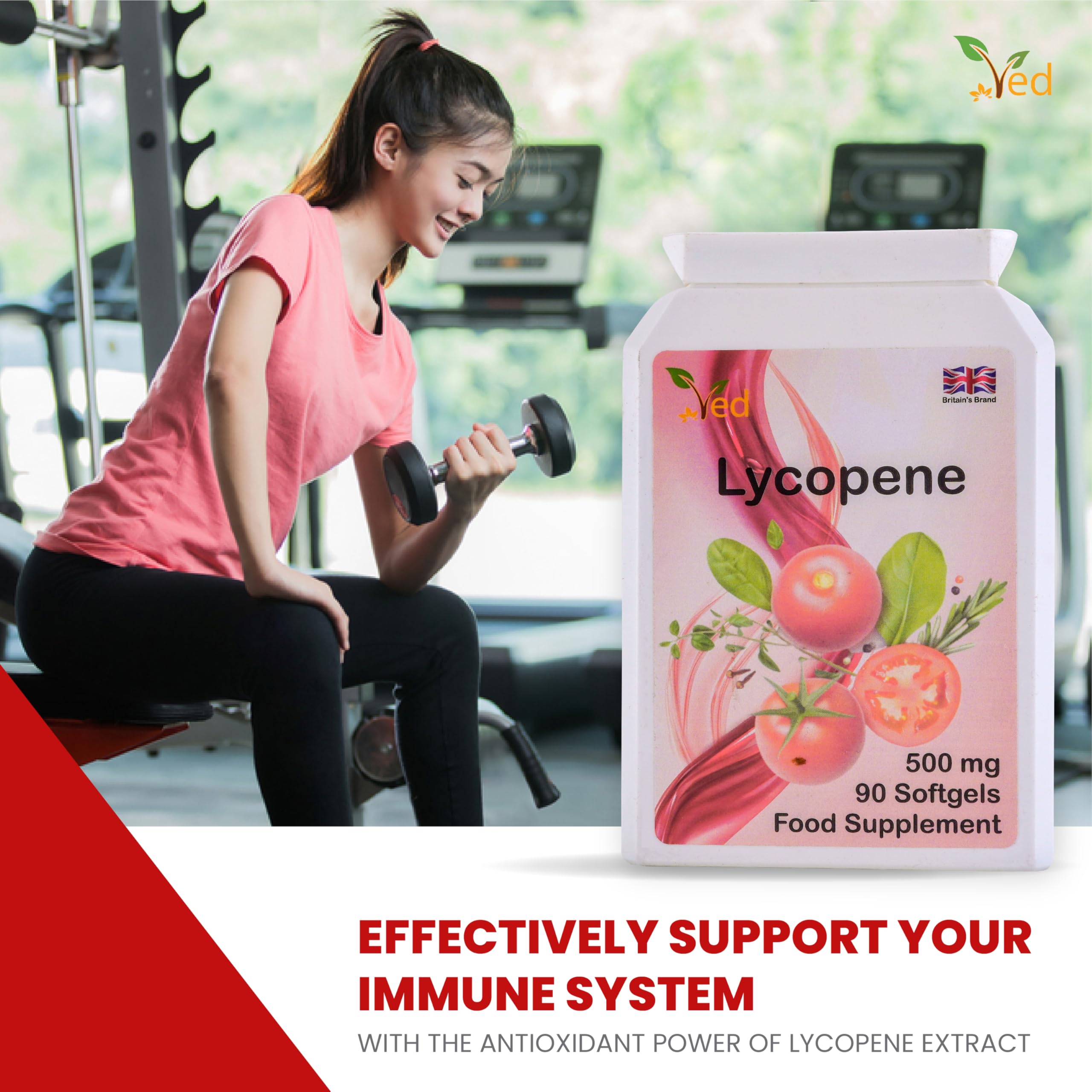 Ved Lycopene Soft Gels packaging with nutritional information