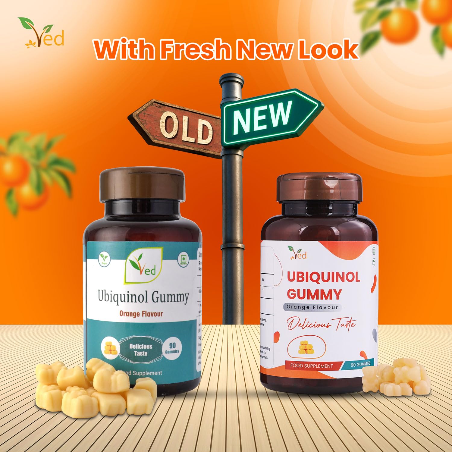 Ved Ubiquinol Gummies showing a close-up of the gummies