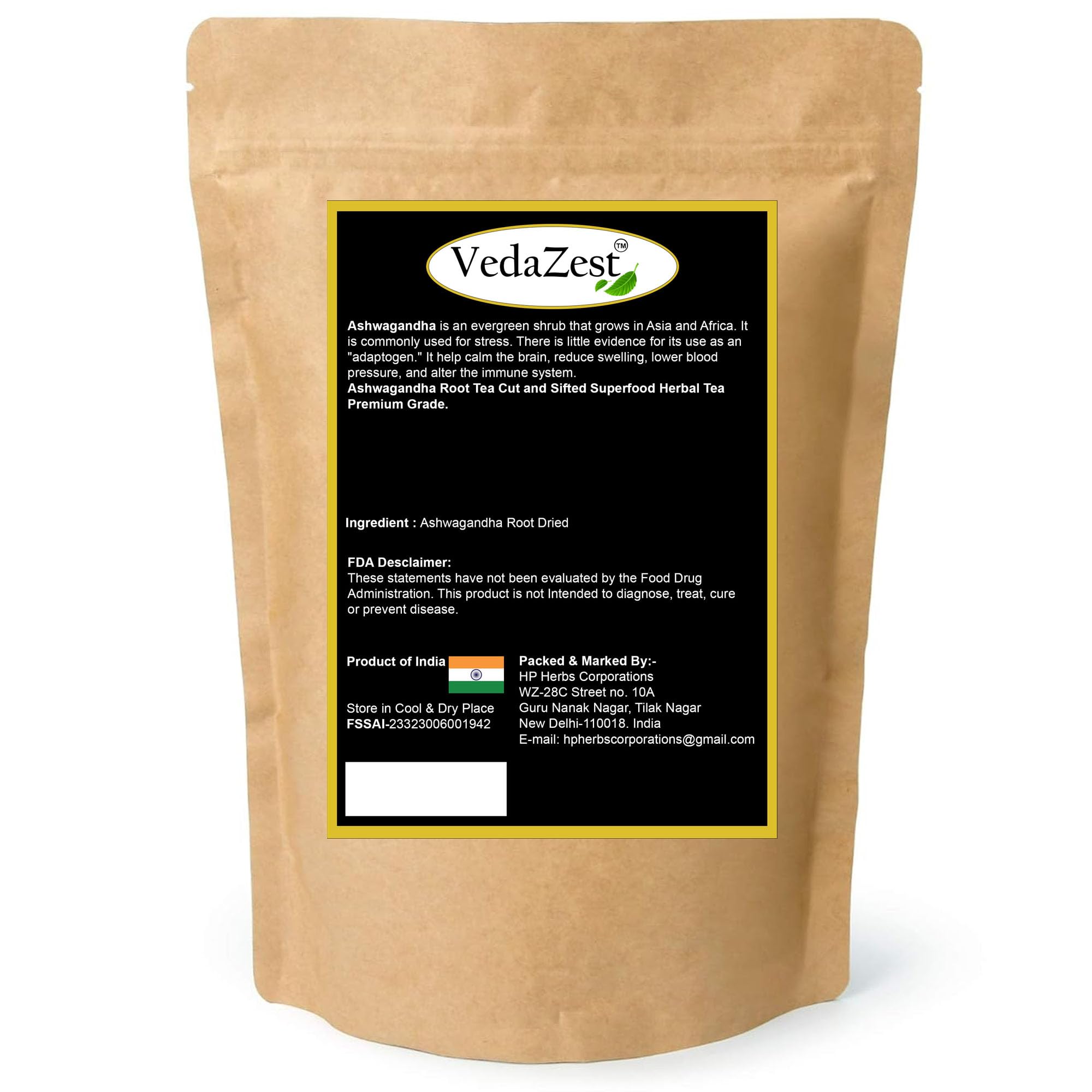 Vedazest Ashwagandha Whole Roots in a bowl