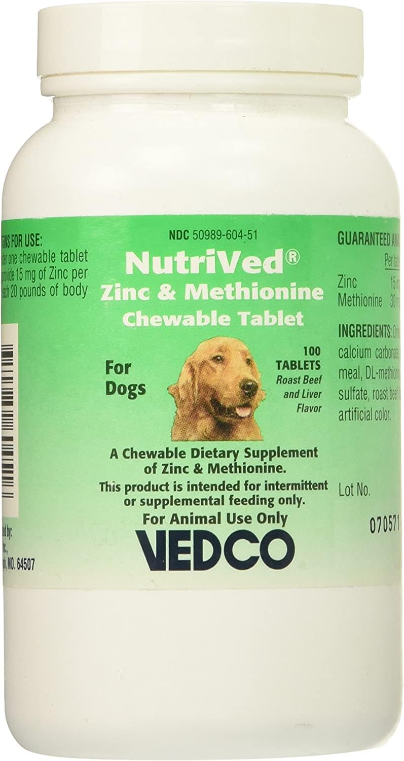 Vedco NutriVed Zinc & Methionine Chewable Tablets for Dogs packaging front view