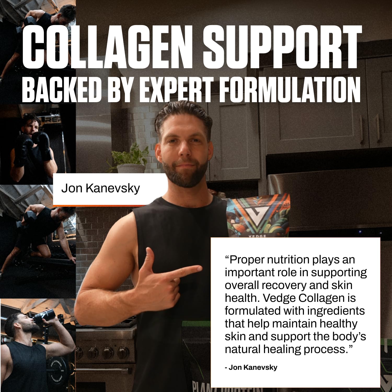 VEDGE Plant-Based Collagen Powder in a glass of water